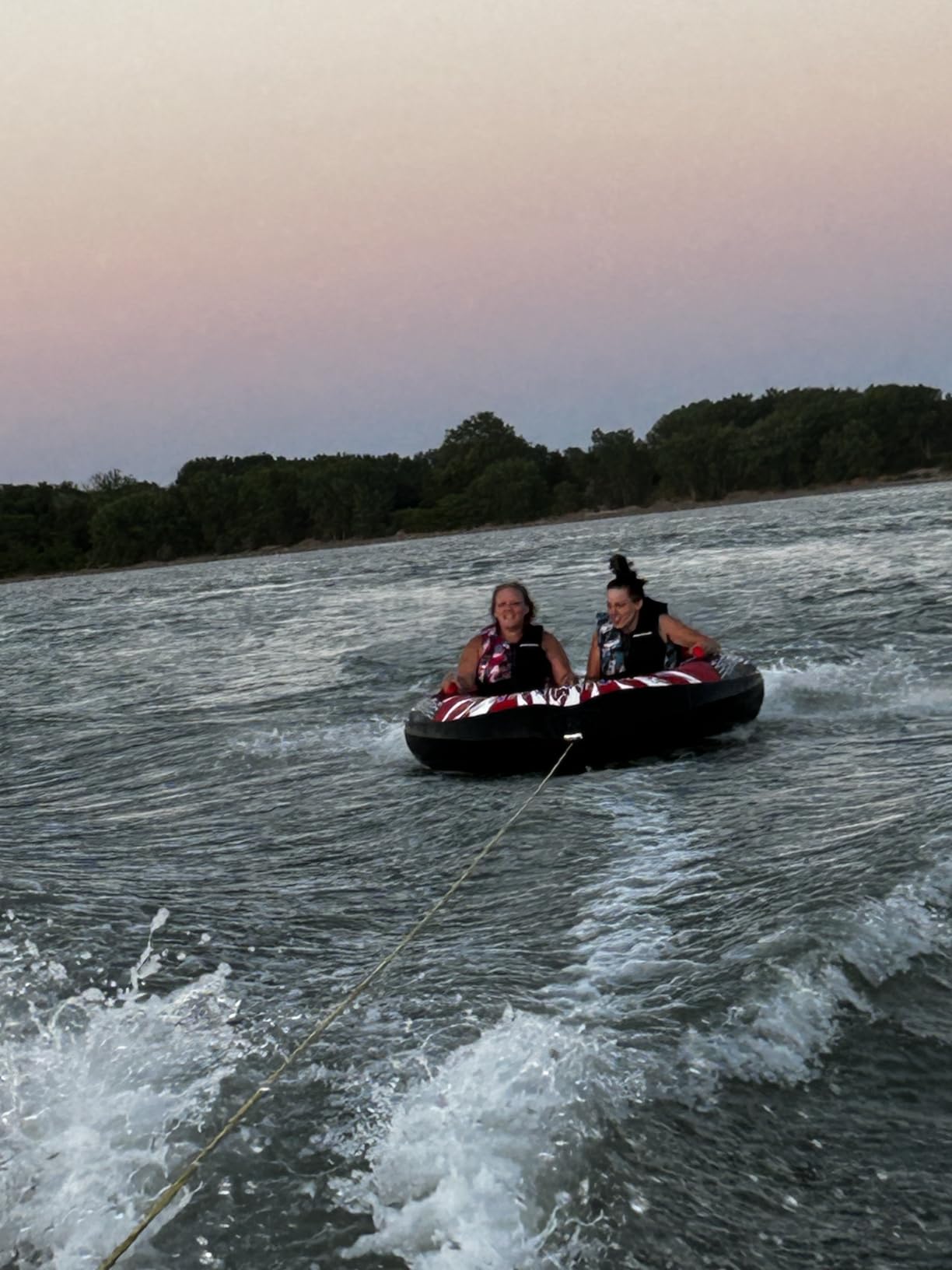 ZOOMBROS Towable Tube for Boating 2-Person, Secure Cockpit Seating for Kids & Family Safety, Heavy-Duty Water Sport Towables Large Capacity with Quick Connector, Less Drag customer photo 1