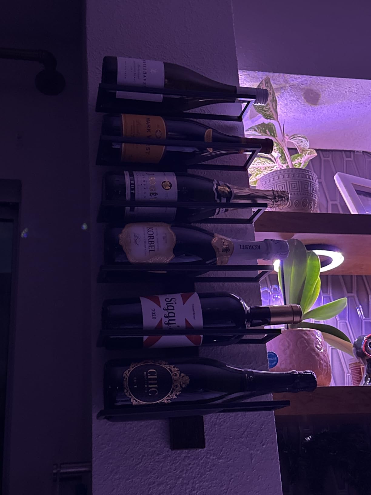 Wall Mounted Wine Rack, 9-Bottle Wall Wine Holder with Solid Wood Backboard customer photo 1