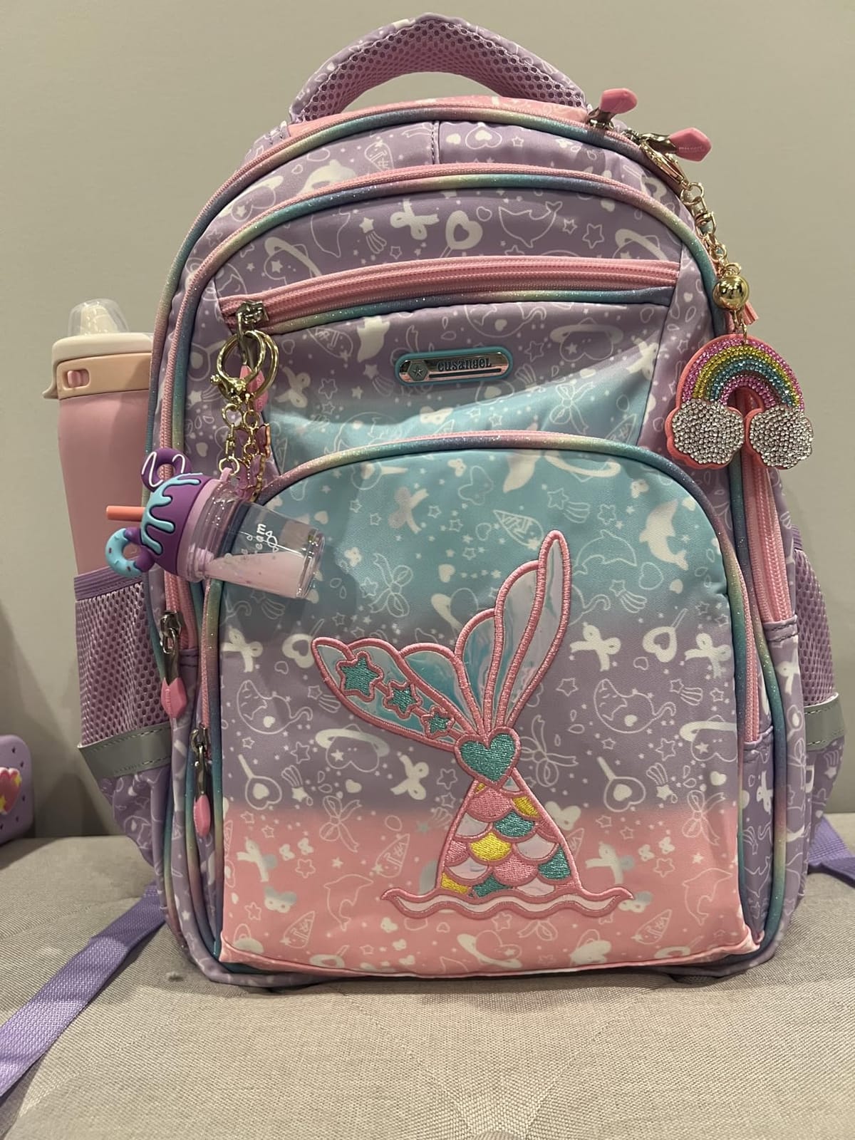 Cusangel Backpack for Boys Girls School Bookbags,Kindergarten Elementary Middle School Lightweight Waterproof Multifunctional Large Capacity for Backpack (16inch Luminous dinosaur) customer photo 1