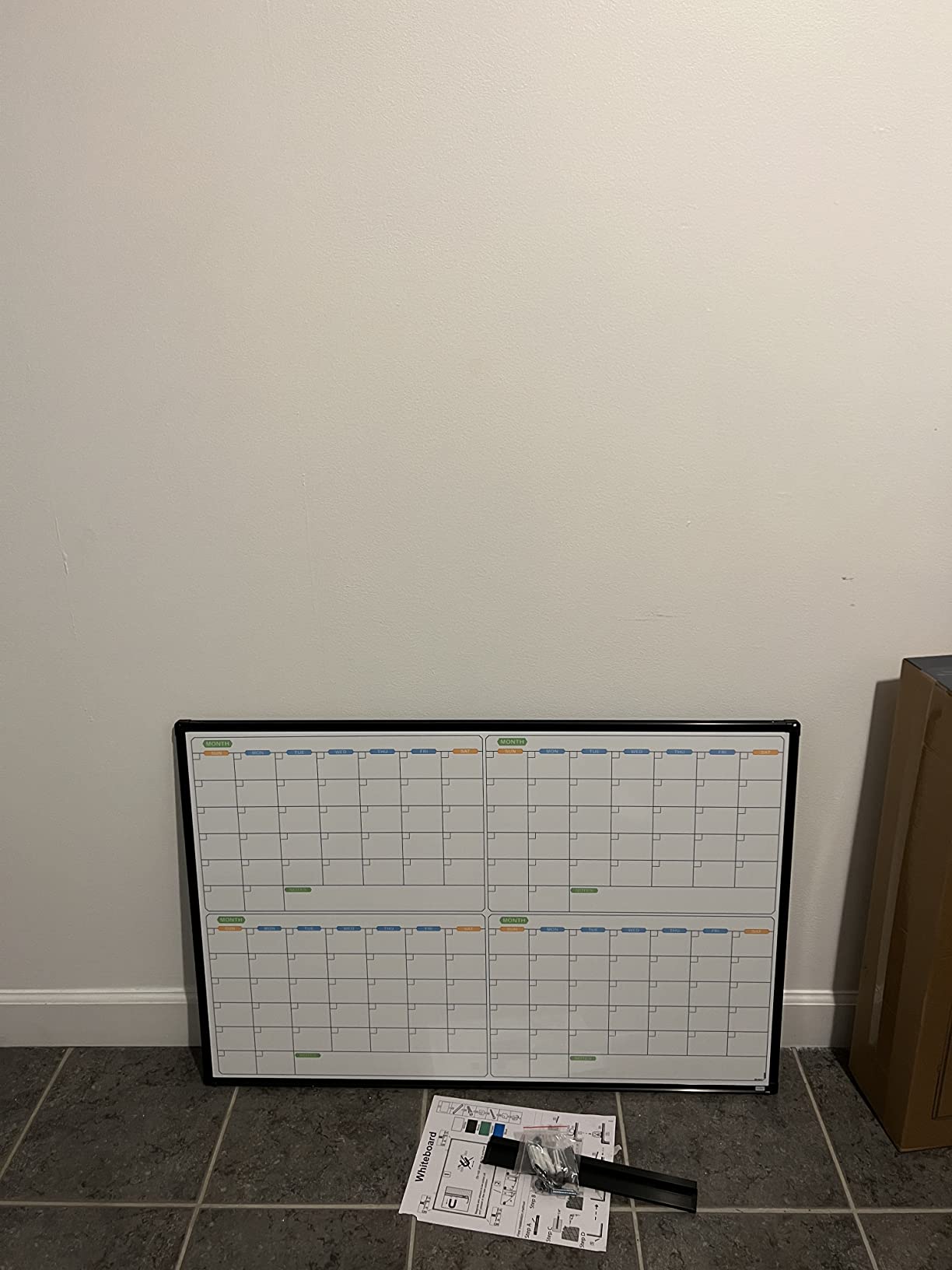 JILoffice Magnetic Dry Erase Calendar Whiteboard, 4 Month White Board Planner 36 X 24 Inch, Black Aluminum Frame Wall Mounted Board for Office Home and School customer photo 1