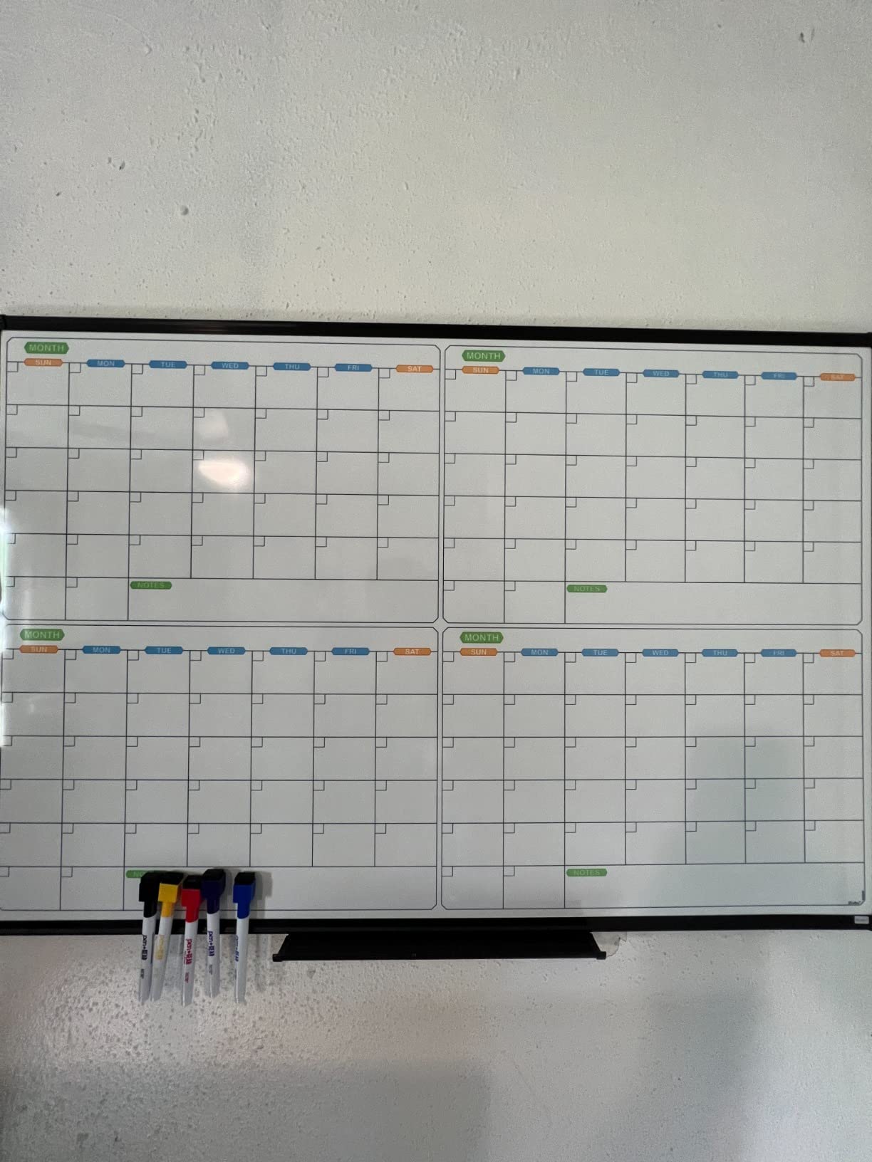 JILoffice Magnetic Dry Erase Calendar Whiteboard, 4 Month White Board Planner 36 X 24 Inch, Black Aluminum Frame Wall Mounted Board for Office Home and School customer photo 2