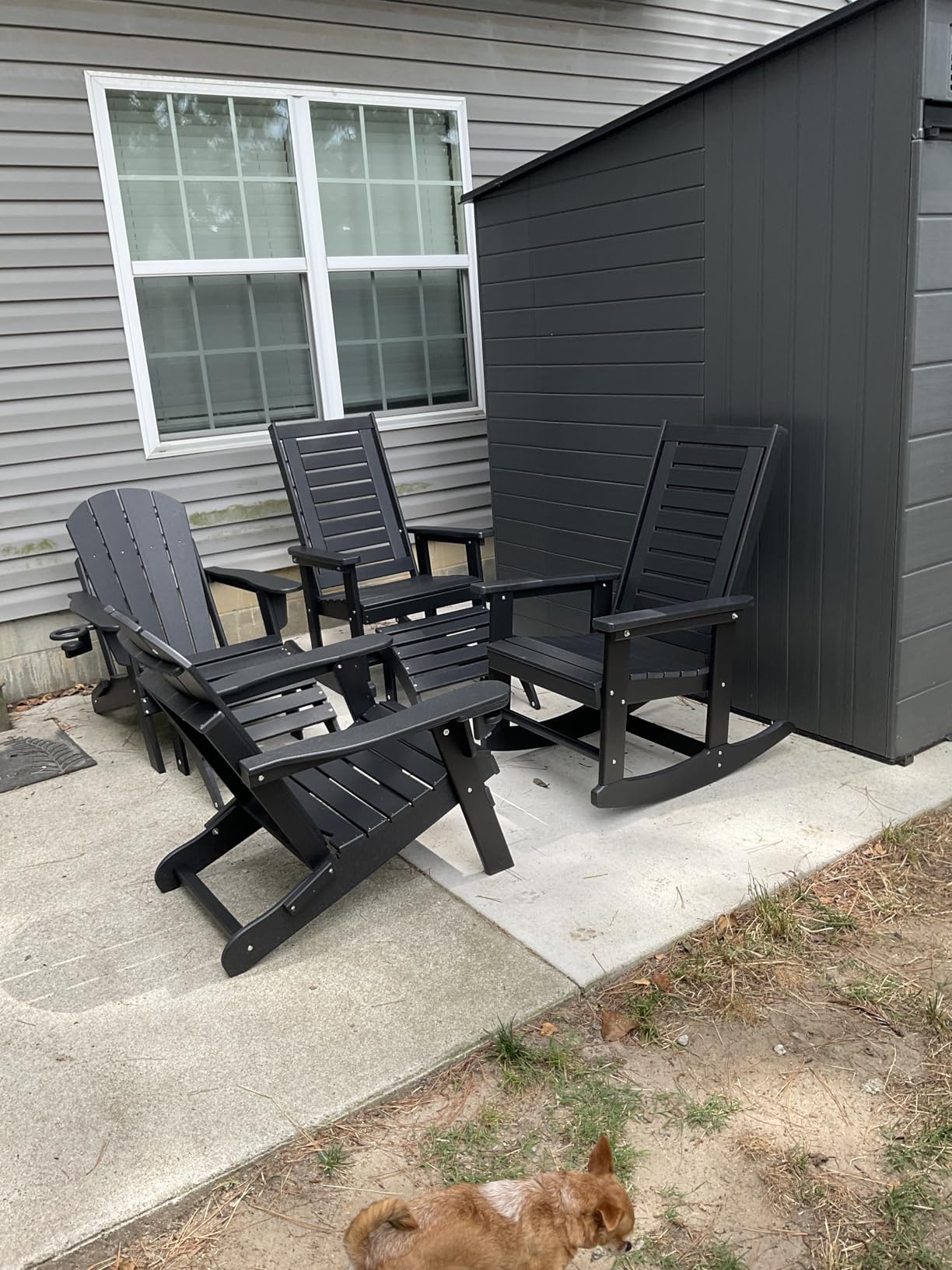 GREENVINES Oversized Outdoor Rocking Chairs Set of 2, HDPE Rocker, Black customer photo 2