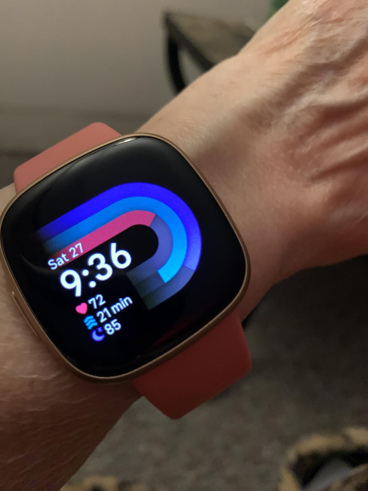 Google Fitbit Versa 4 Fitness Smartwatch, - Waterfall Blue/Platinum customer photo 1