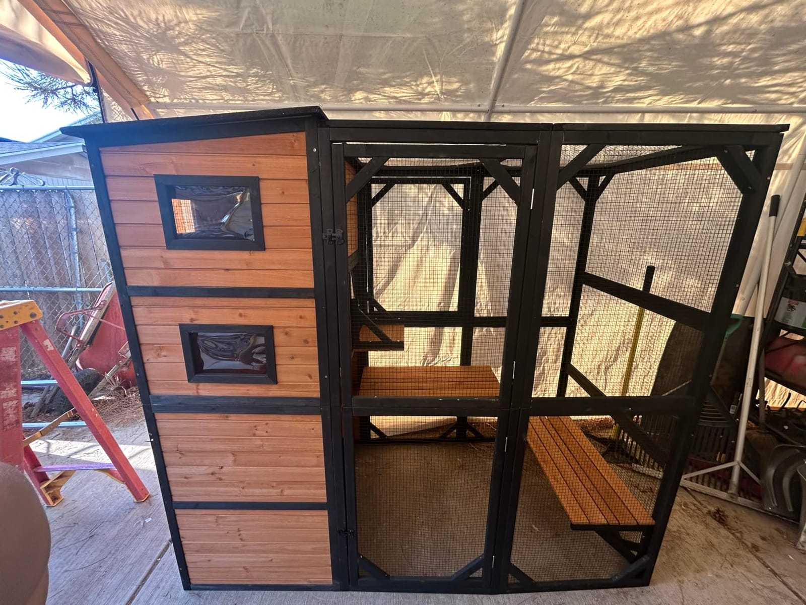 Large Catio Outdoor Cat Enclosure 4 Tiers Cat House with Weatherproof Roof customer photo 2