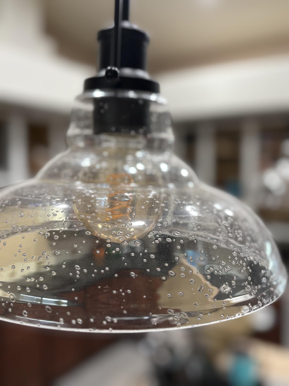 Zlepmlla Glass Pendant Light, Black Famrhouse Pendant Light Fixture customer photo 1