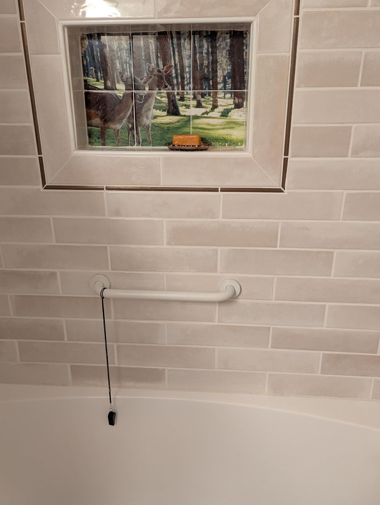 Brushed Nickel Safety Bar 32 Inch, Shower Grab Bar for Senior customer photo 2