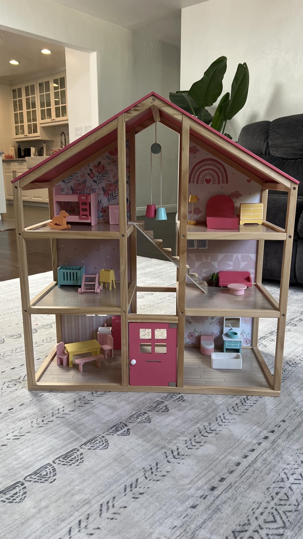Tiny Land Wooden Dollhouse for Girls - 6 Rooms Wooden Doll House customer photo 2