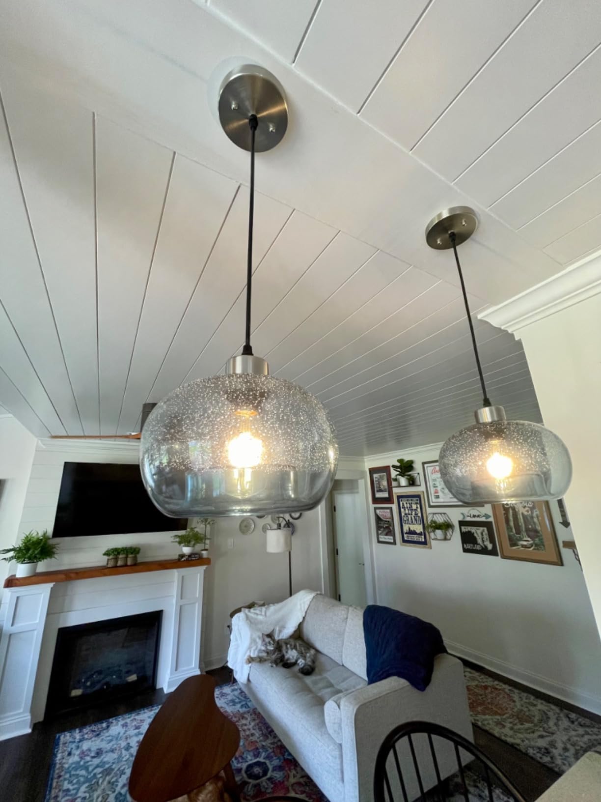 CASAMOTION Glass Pendant Lights, Marble Clear, 2 Pack customer photo 1