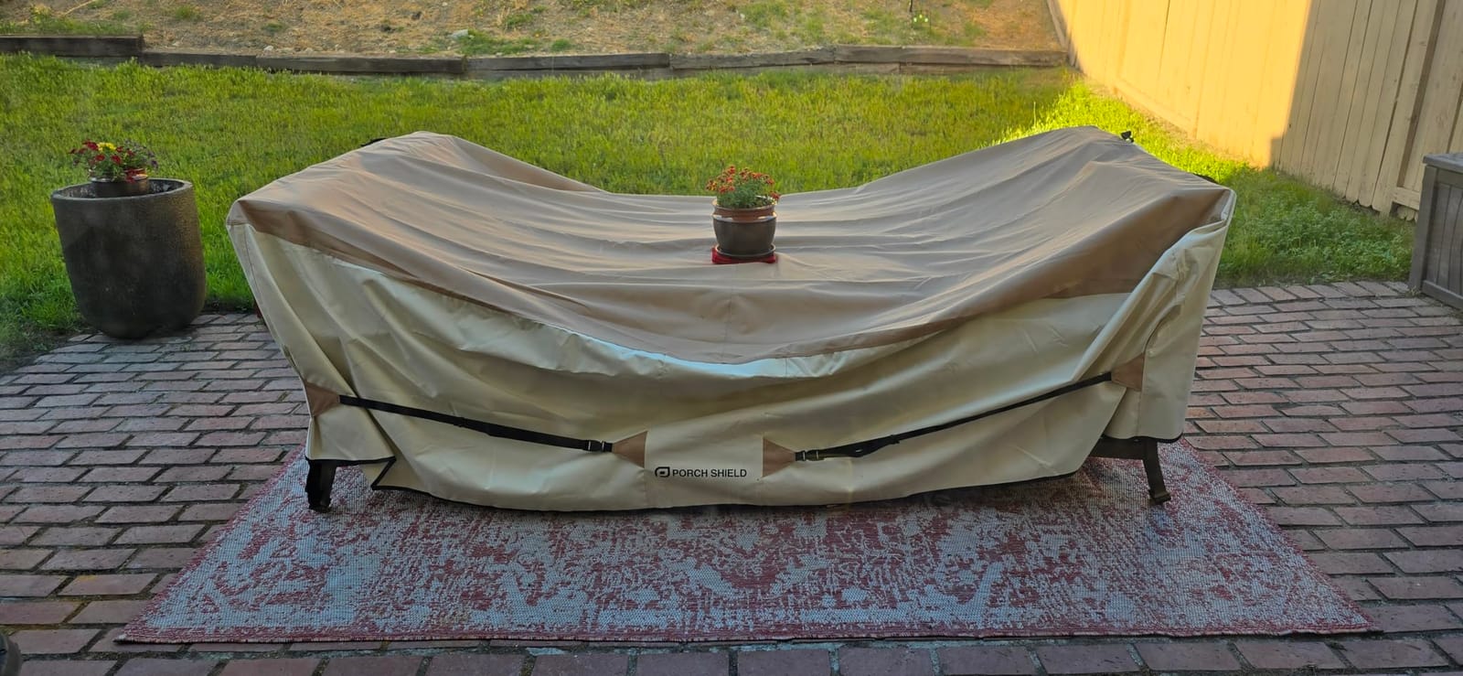 Porch Shield Waterproof Rectangular Patio Table Cover 96 x 48 inch, Black customer photo 2