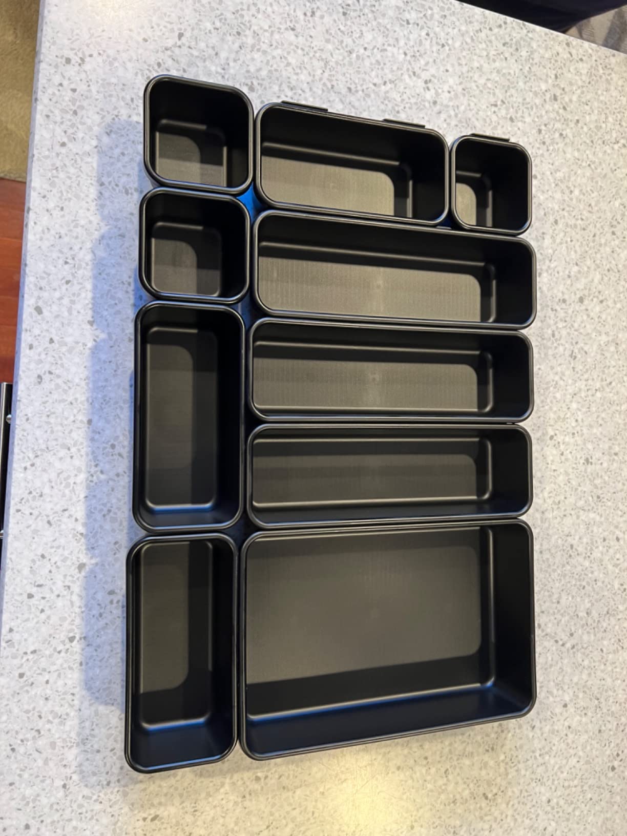 Simple Houseware Interlocking Desk Drawer Bins Organizer, 10 Packs, Black customer photo 1