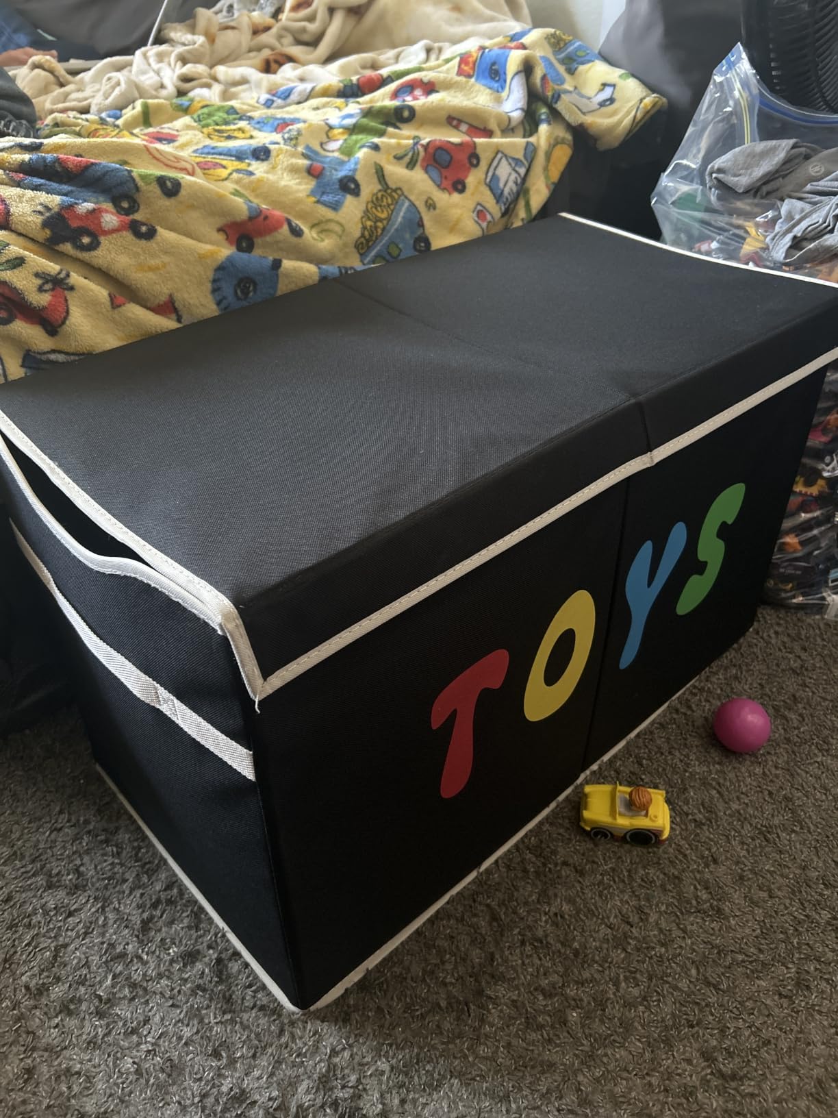 YOLOXO Toy Box Chest, Collapsible Sturdy Storage Bins with Lids, Extra Large Kids Toy Storage Organizer Boxes Bins Baskets for Kids, Boys, Girls, Nursery Room, Playroom, Closet (BLACK) customer photo 1