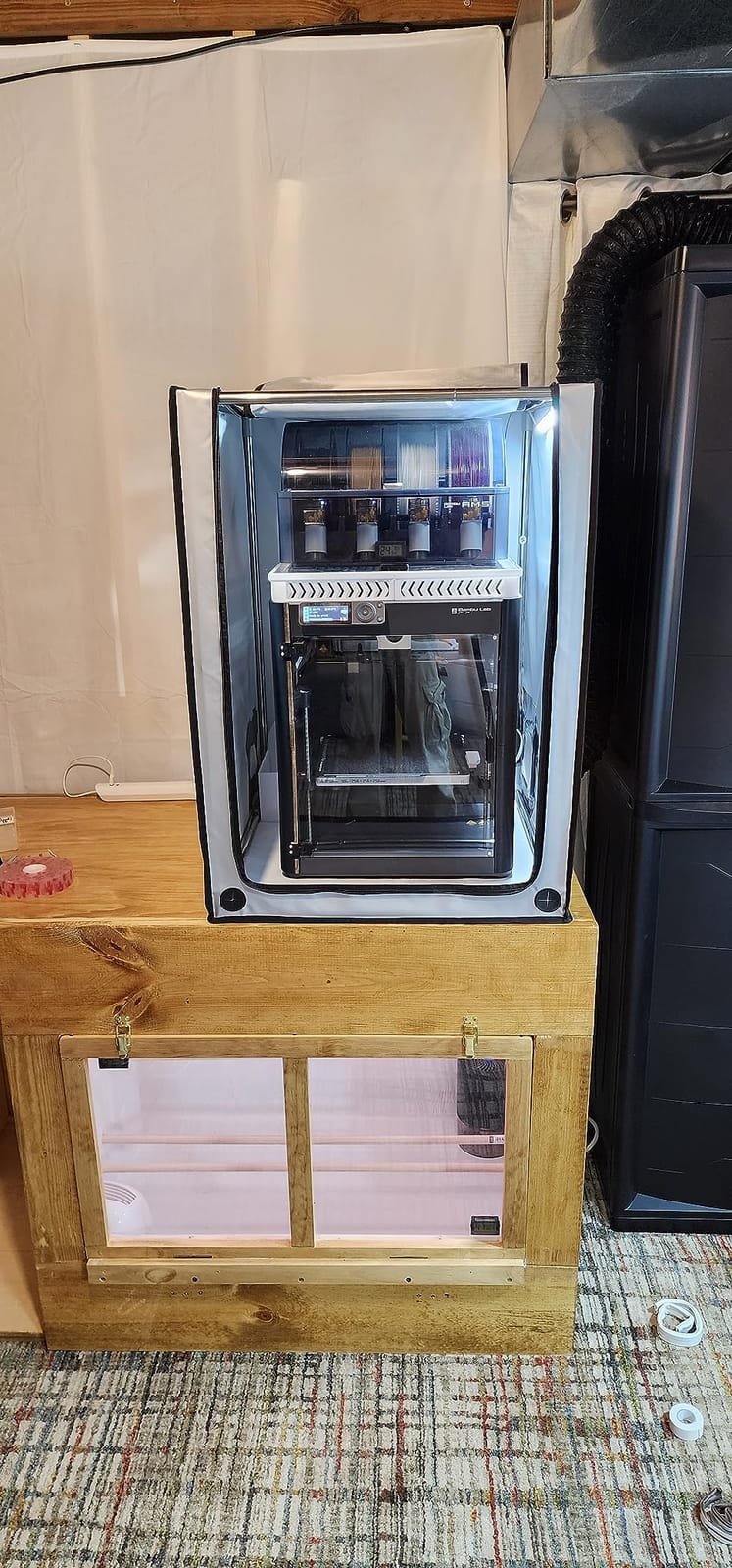 3-in-1 Multifunctional 3D Printer Enclosure Laser Engraver Eye Protective Shield Cover Resin 3D Printer Fireproof Tent with Fume Extractor Smoker Absorber Filament Dryer Dust Cover (3in1 Tent) customer photo 2