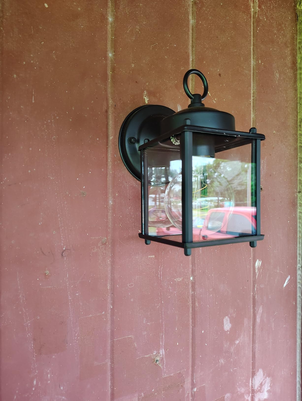 MATAMEYE Outdoor Wall Lantern, Exterior Waterproof Wall Sconce Light Fixtures, Black Front Door Wall Lighting with Clear Beveled Glass Shade, 2 Pack customer photo 2