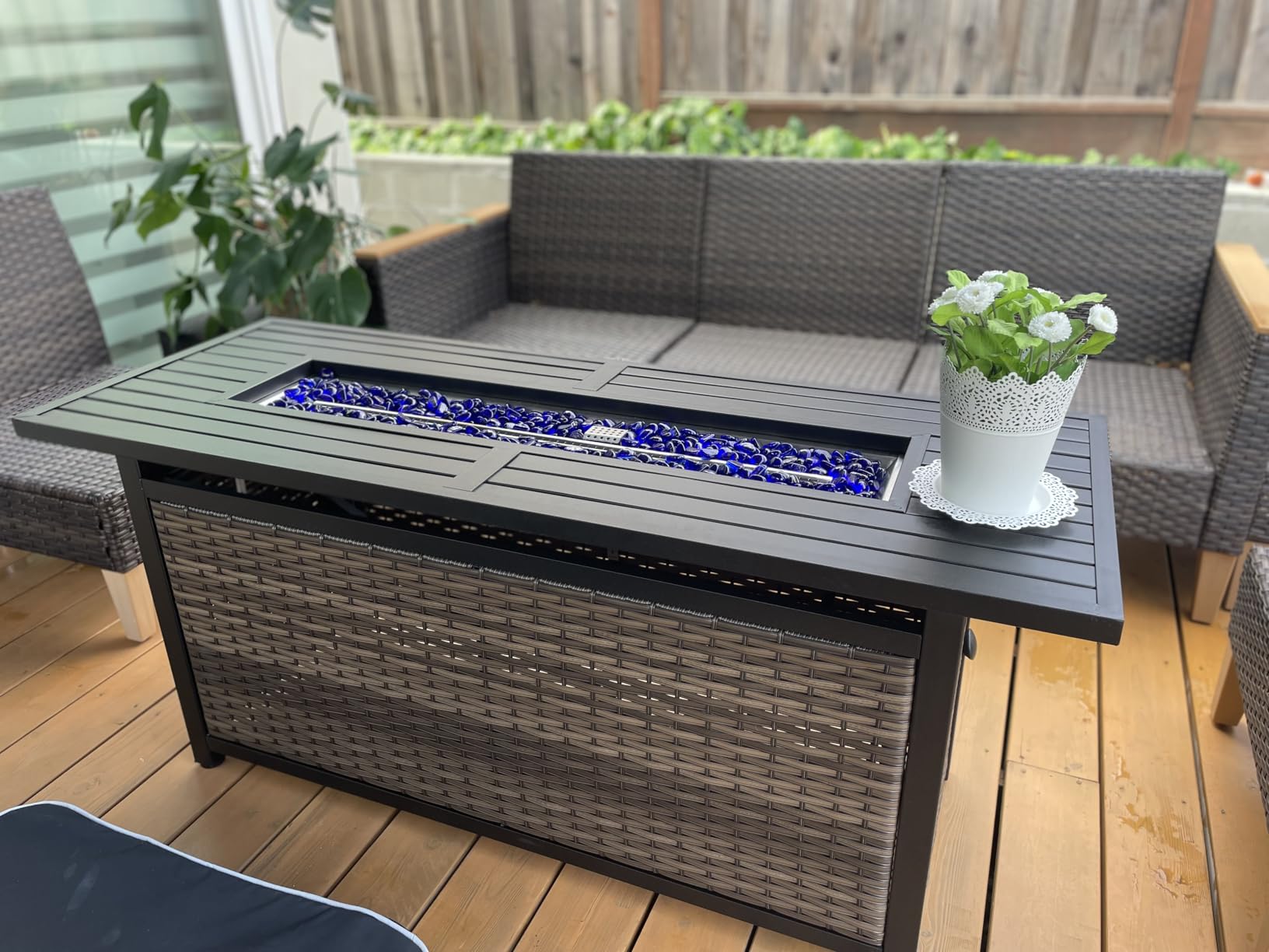 Sophia & William 56 Inch Gas Fire Pit Table,Rectangular Propane Fireplace customer photo 2