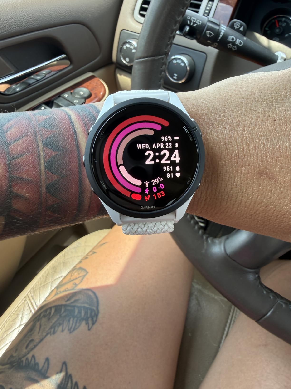 Garmin Forerunner® 265S, Running Smartwatch, 42mm, Whitestone/Neo Tropic customer photo 2