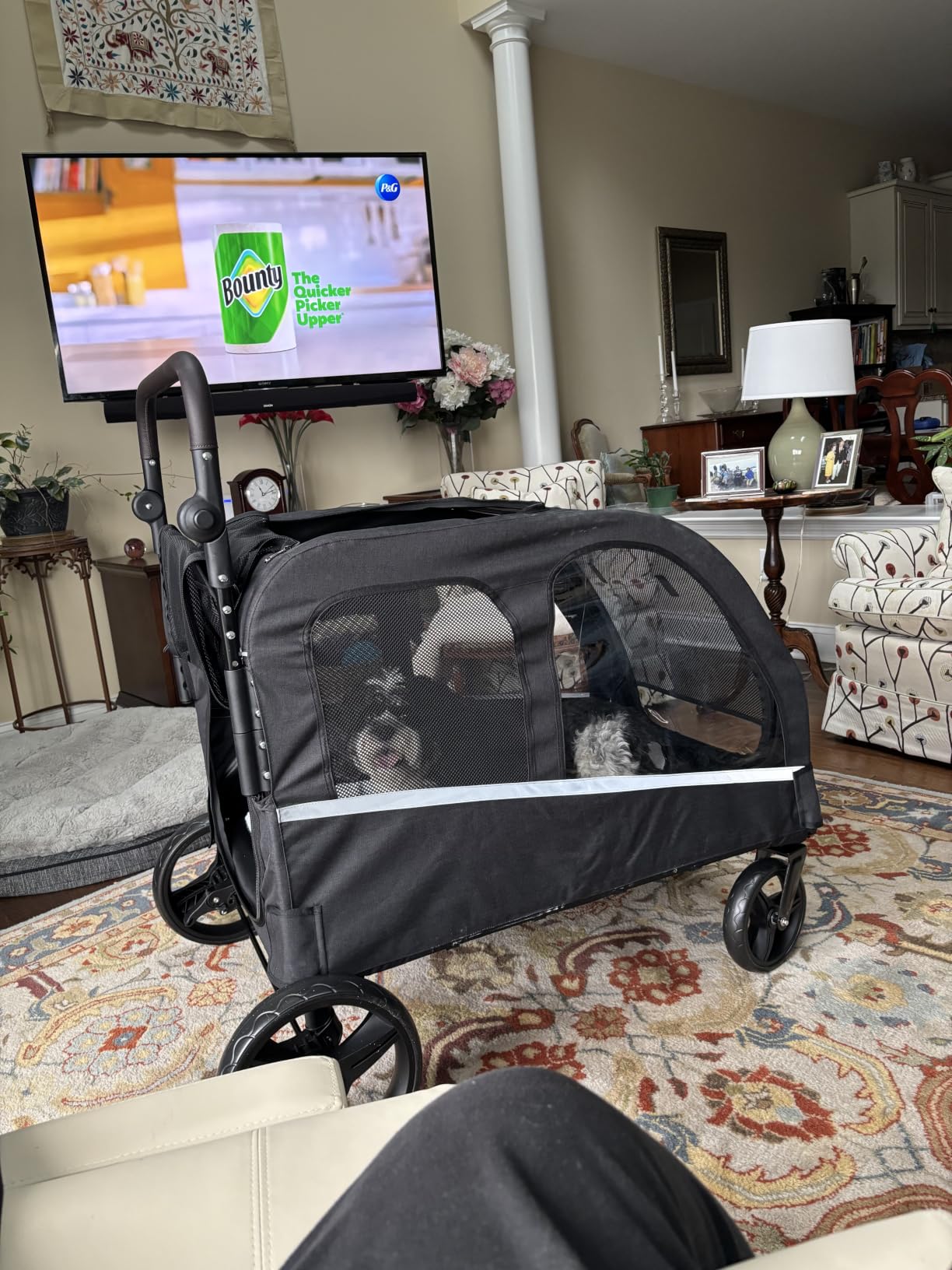 Saudism Dog Stroller for Large & Medium Dogs, Extra Large Pet Stroller, Dog Wagon for 2 Dogs, Foldable Design, Adjustable Handle, with Pocket, Up to 130 lbs customer photo 2