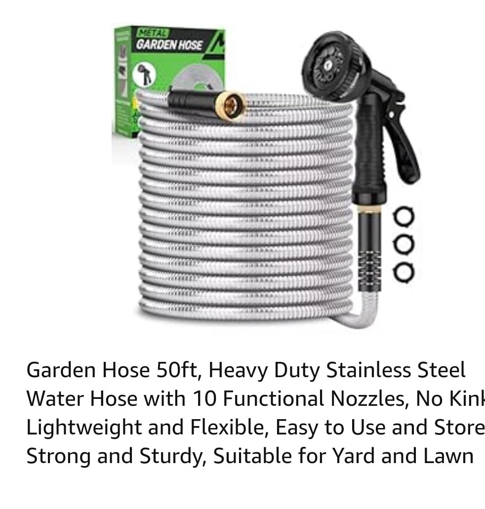 Kebose Garden Hose 50FT, Stainless Steel Hose with 10 Functional Nozzles customer photo 1