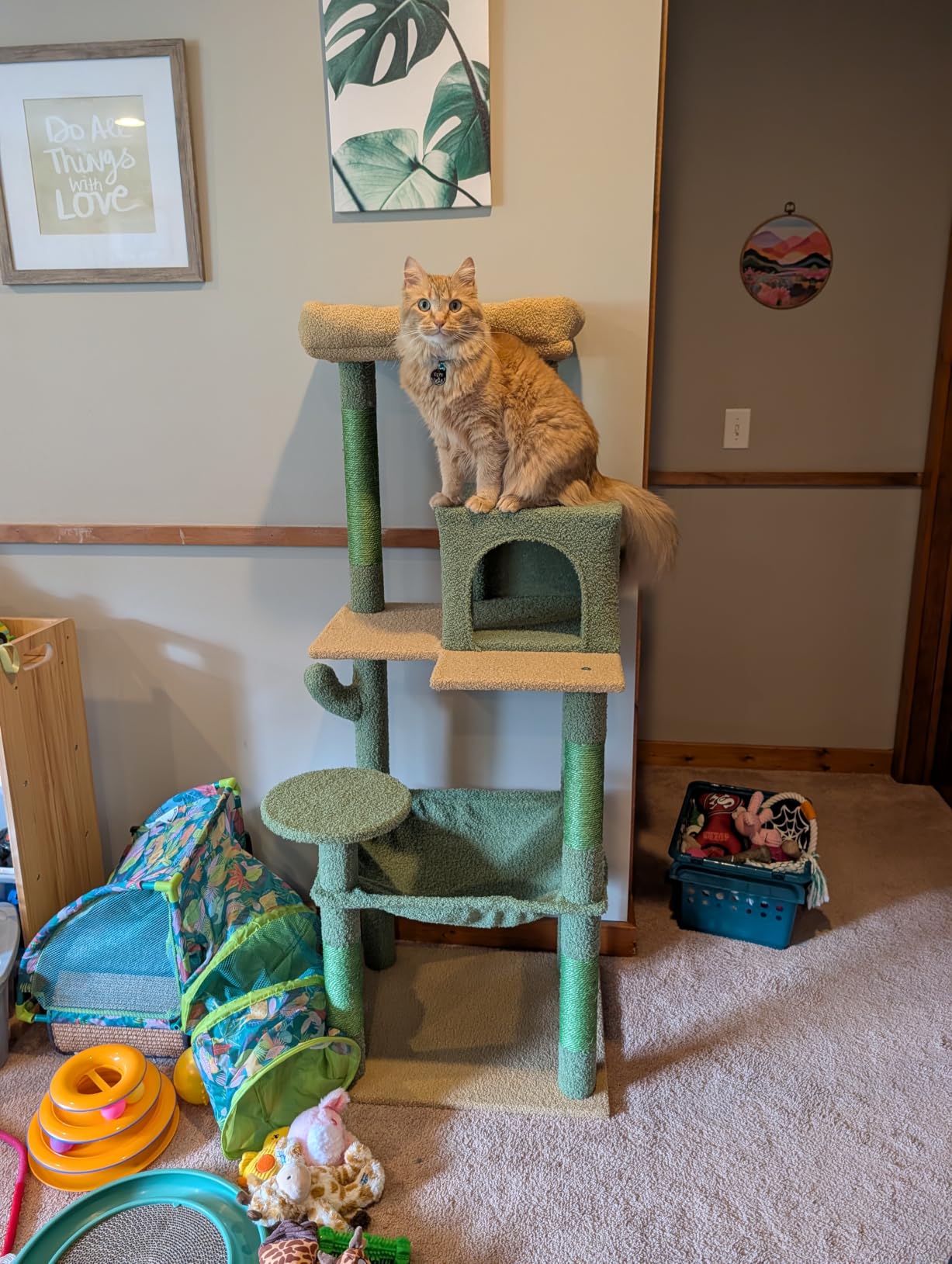 MUTTROS Cat Tree for Large Cats Adult with Metal Plush Big Hammock, 56.3