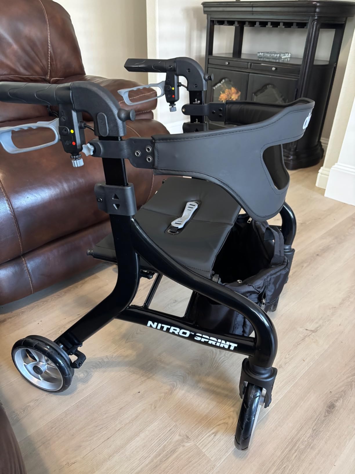 Drive Medical Nitro Sprint Rollator Walker with Seat, Standard Size, Red | Lightweight Rollator with Large Wheels Offers Compact Folding Design for Standard Size Everyday Comfort customer photo 1