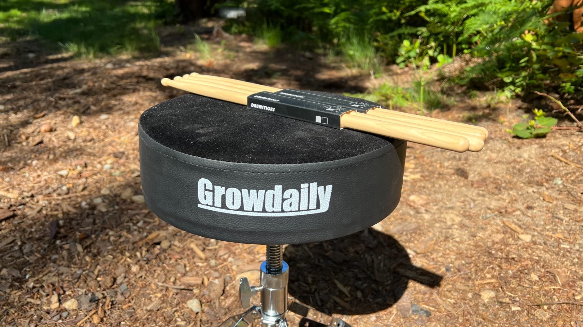GrowDaily Drum Throne Seat,Adjustable Stool Drum Universal Thick Padded Drum Throne Drummer Stool with 2Pacs 5A Drumsticks customer photo 1
