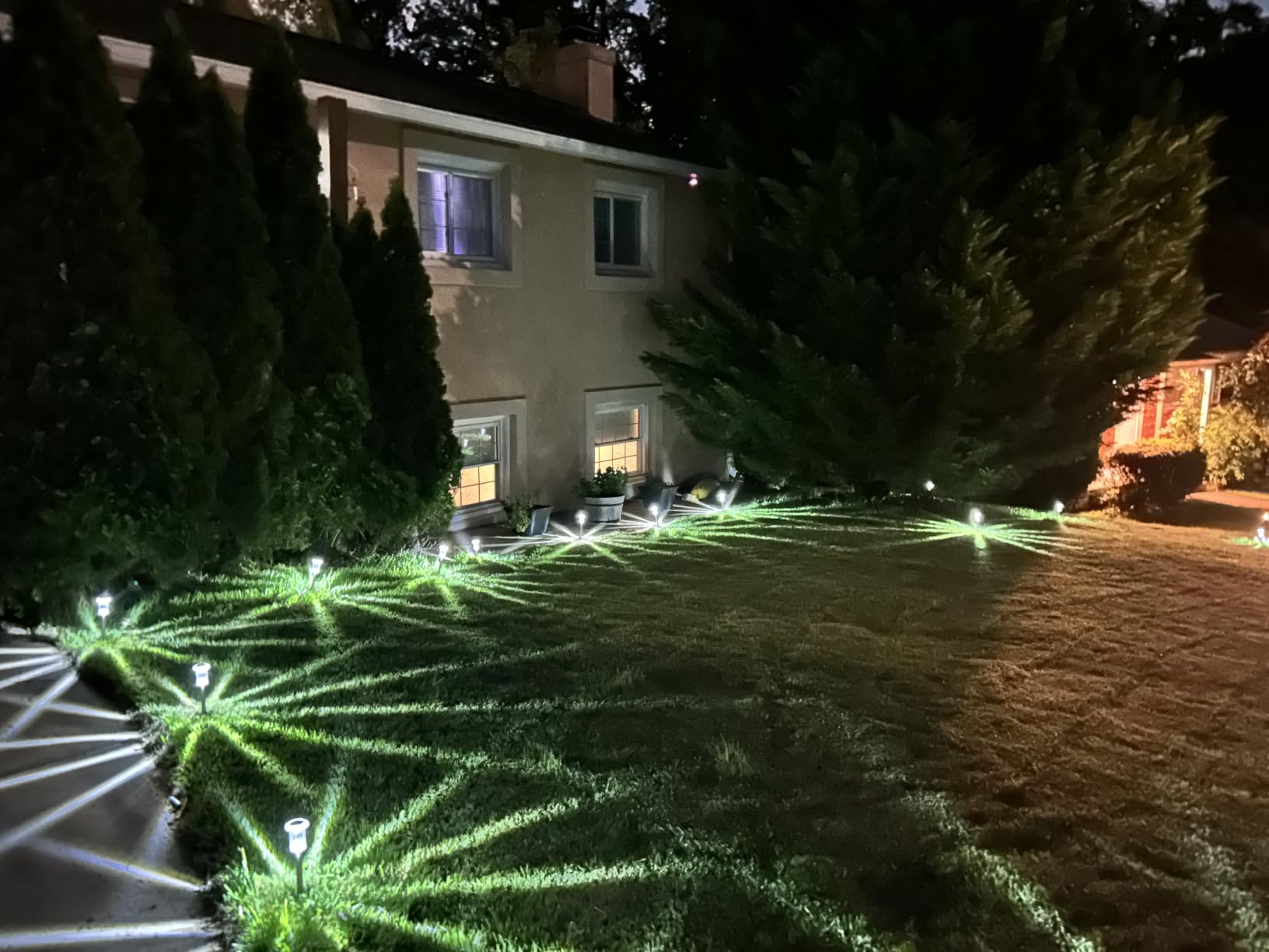 DenicMic 10 Pack Solar Pathway Lights Outdoor Waterproof Warm White LED customer photo 2