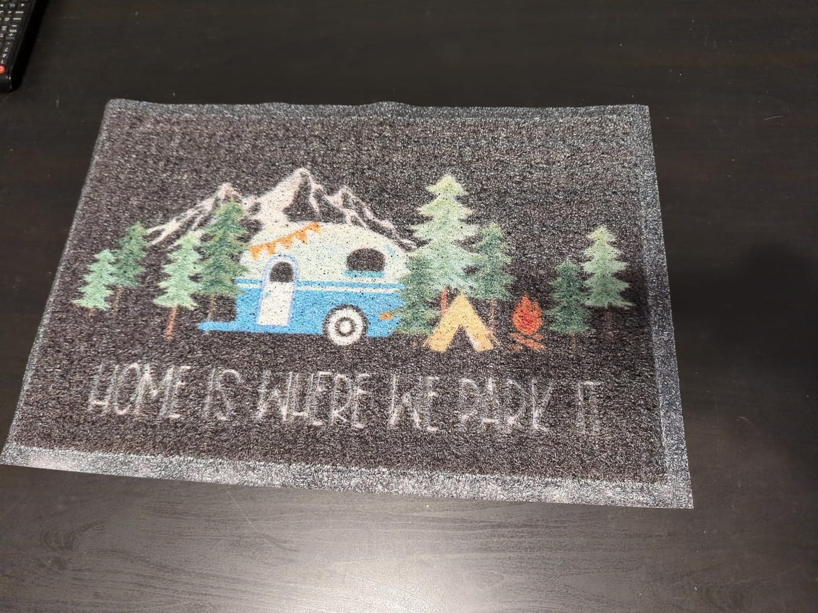 comfoyar Camper RV Door Mat, Home is Where We Park It Camping Door Mat for Campervan Caravan Motorhomes, Decorative Camp Doormat for Indoor Outdoor Front Entrance, 23.6