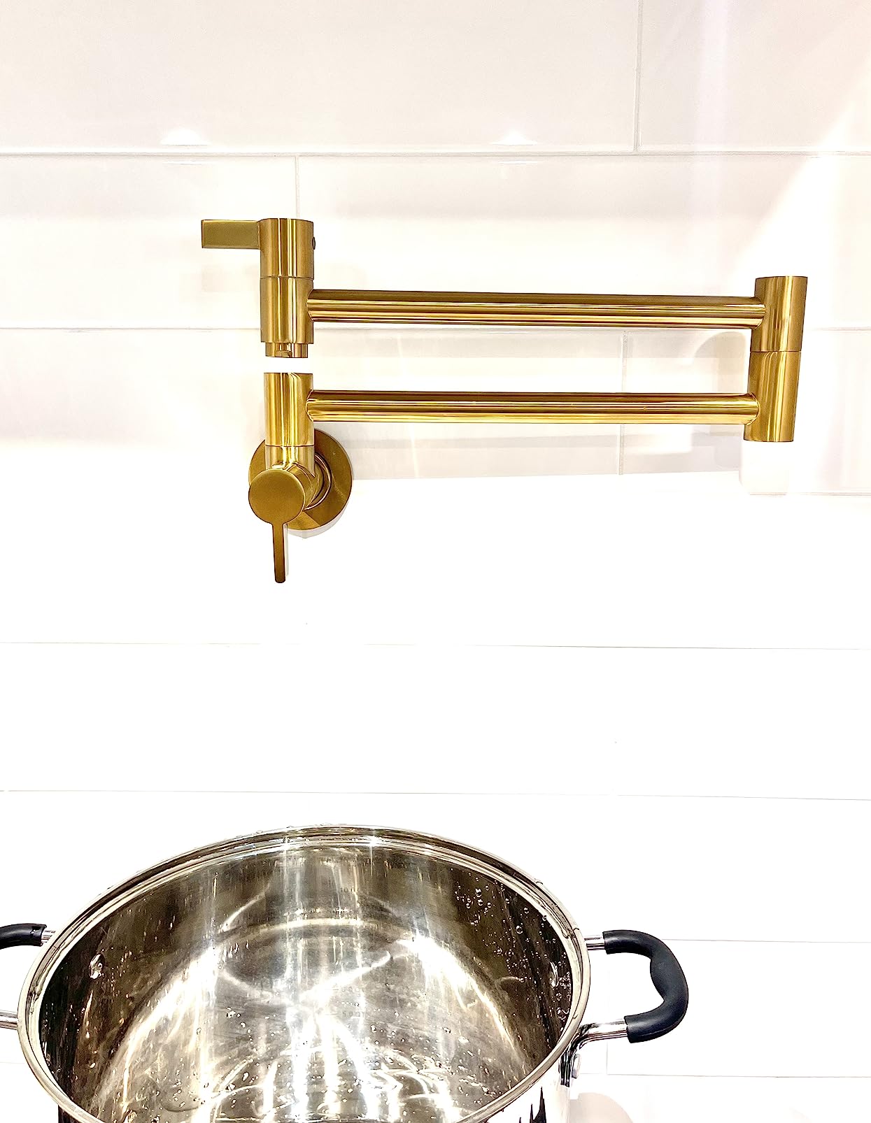 ARCORA Pot Filler Faucet Brushed Gold, Solid Brass Pot Filler Over Stove customer photo 1