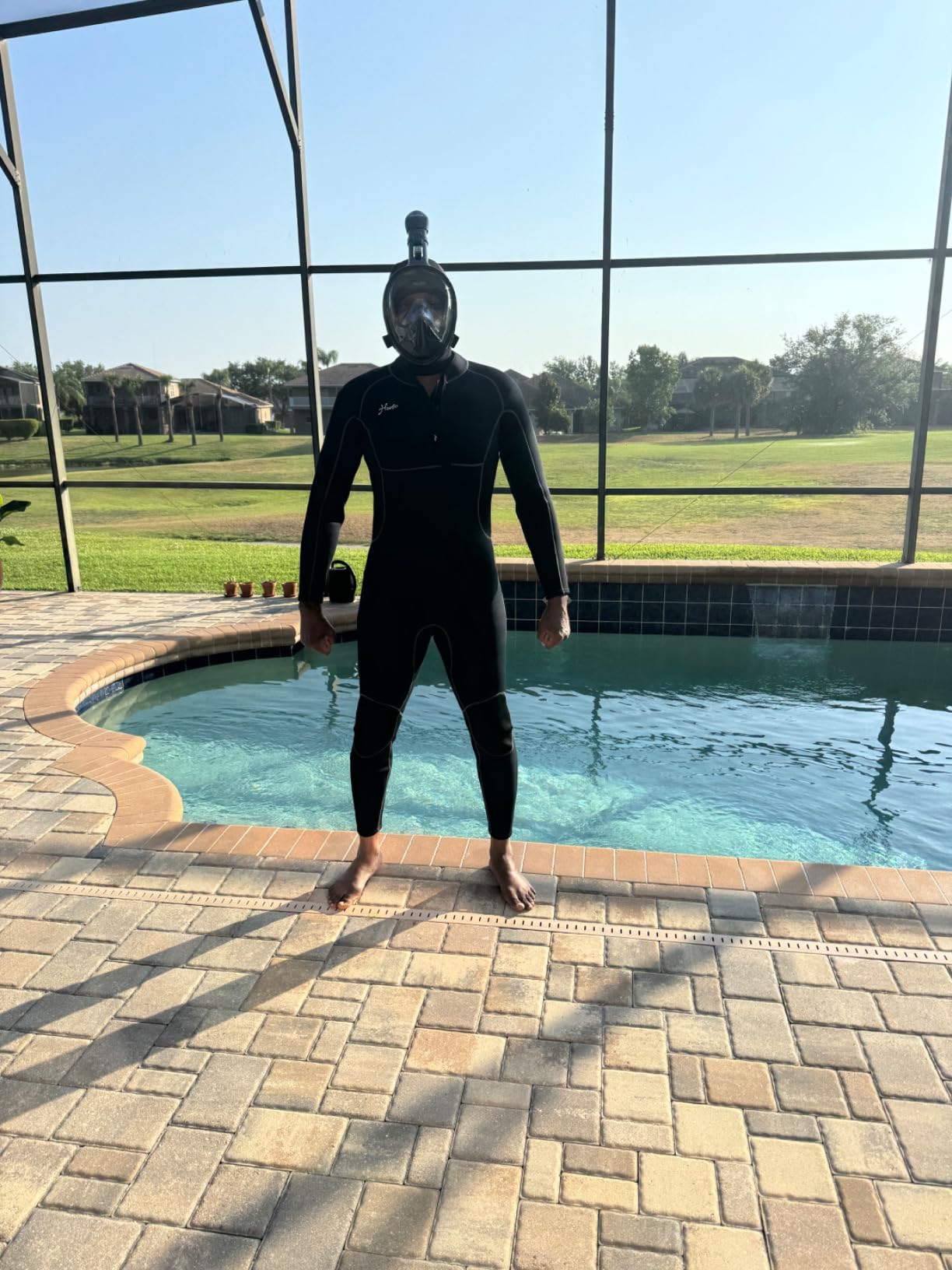 Hevto Men Wetsuit 3/2mm Neoprene Front Zipper for Surfing Diving customer photo 1