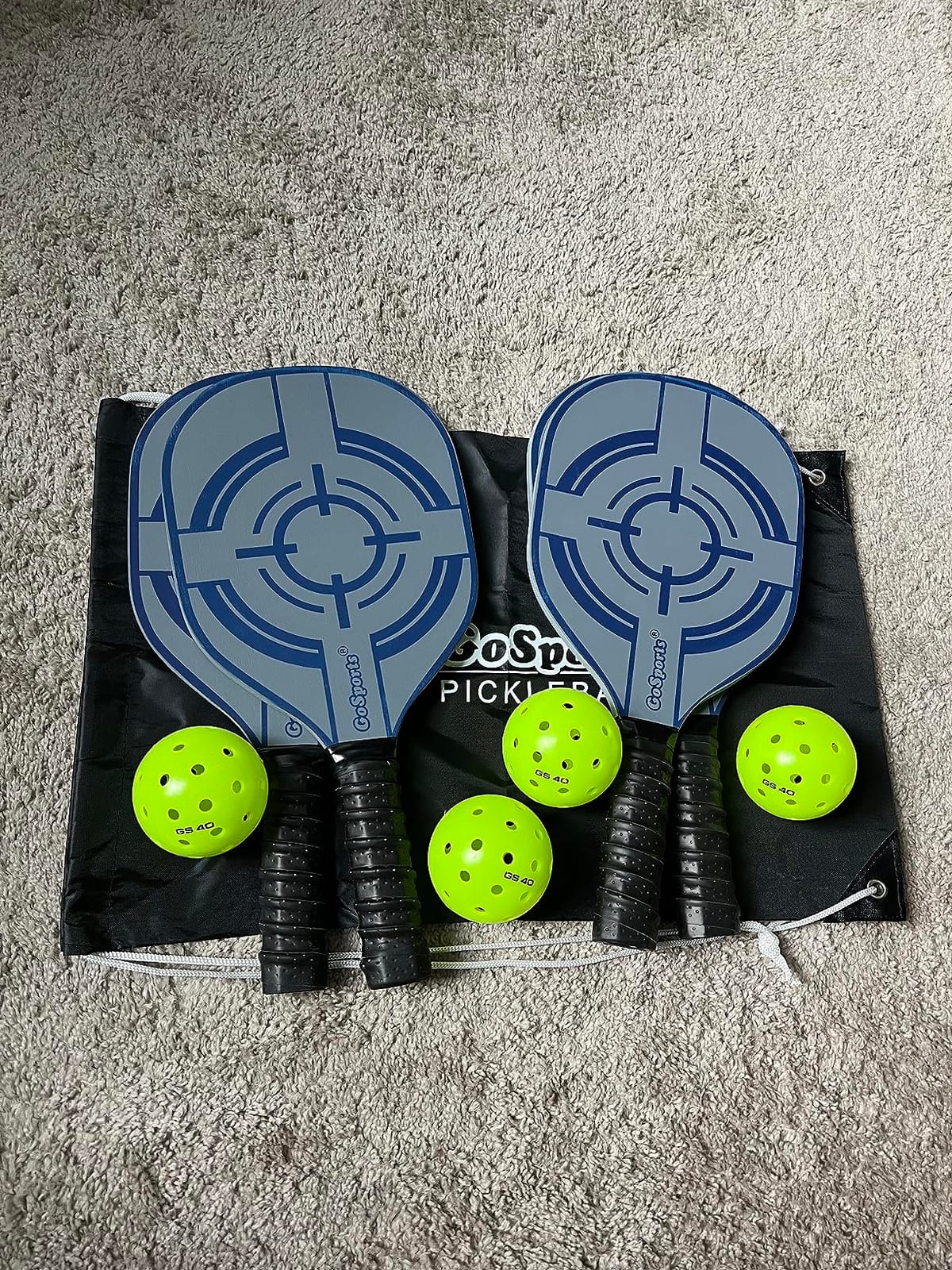 GoSports Pickleball Sets - Classic, Retro, Steel Blue, or Yellow - Includes 4 Paddles, 4 Regulation Pickleballs and Carry Case customer photo 2