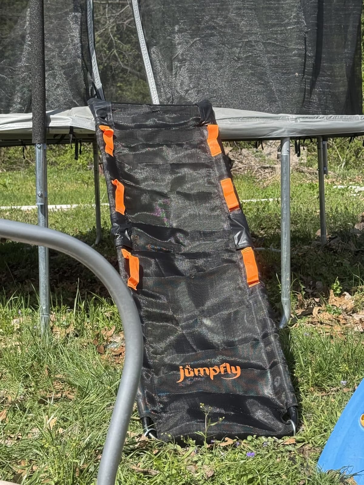 jumpfly Trampoline Slide Ladder Universal Trampoline Ladder with Handles Strong Tear Resistant Fabric Trampoline Accessories for Kids Toddler Climb Up & Slide Down, Orange customer photo 1