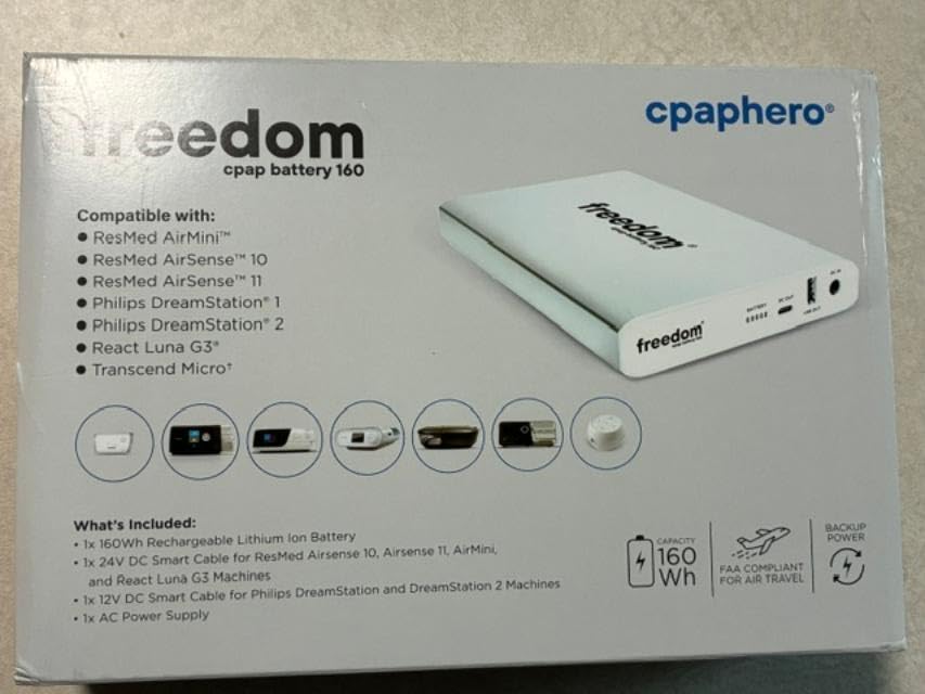 Freedom CPAP Battery 160Wh - Up to 24 Hours with AirSense 11 - Portable Rechargeable Backup for Travel Camping Power Outages customer photo 1