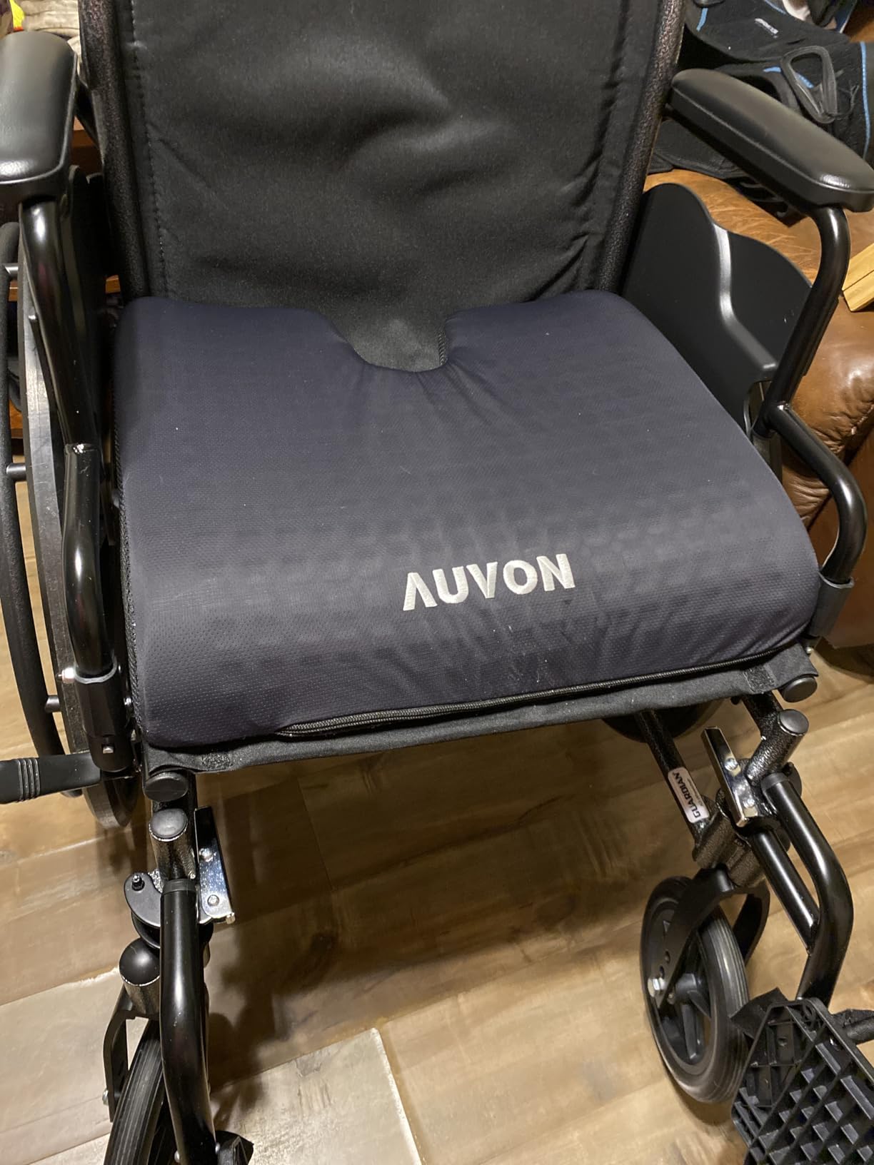 AUVON Gel Wheelchair Seat Cushion with Waterproof Cover, Ergonomic Chair Cushion with U-Cutout for Tailbone, Back Pain Relief, Memory Foam Cushion for Office, Anti-Slip, Buckle Strap customer photo 1