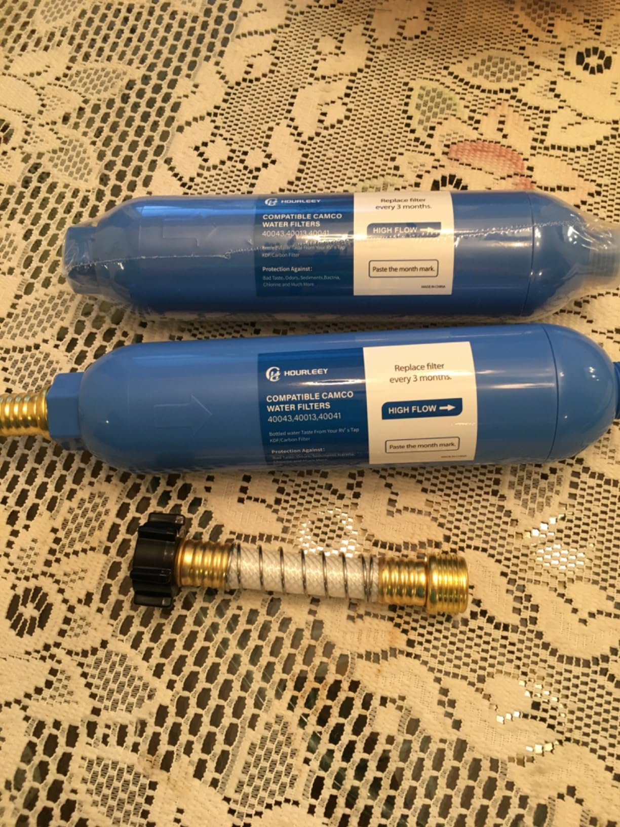 Hourleey 2 Pack RV Inline Water Filter with 2 Flexible Hose Protector, Reduce Bad Taste, Odors, Rust, Fluoride, Chlorine and Sediment in Drinking Water, Dedicated for RVs Campers Marines customer photo 2