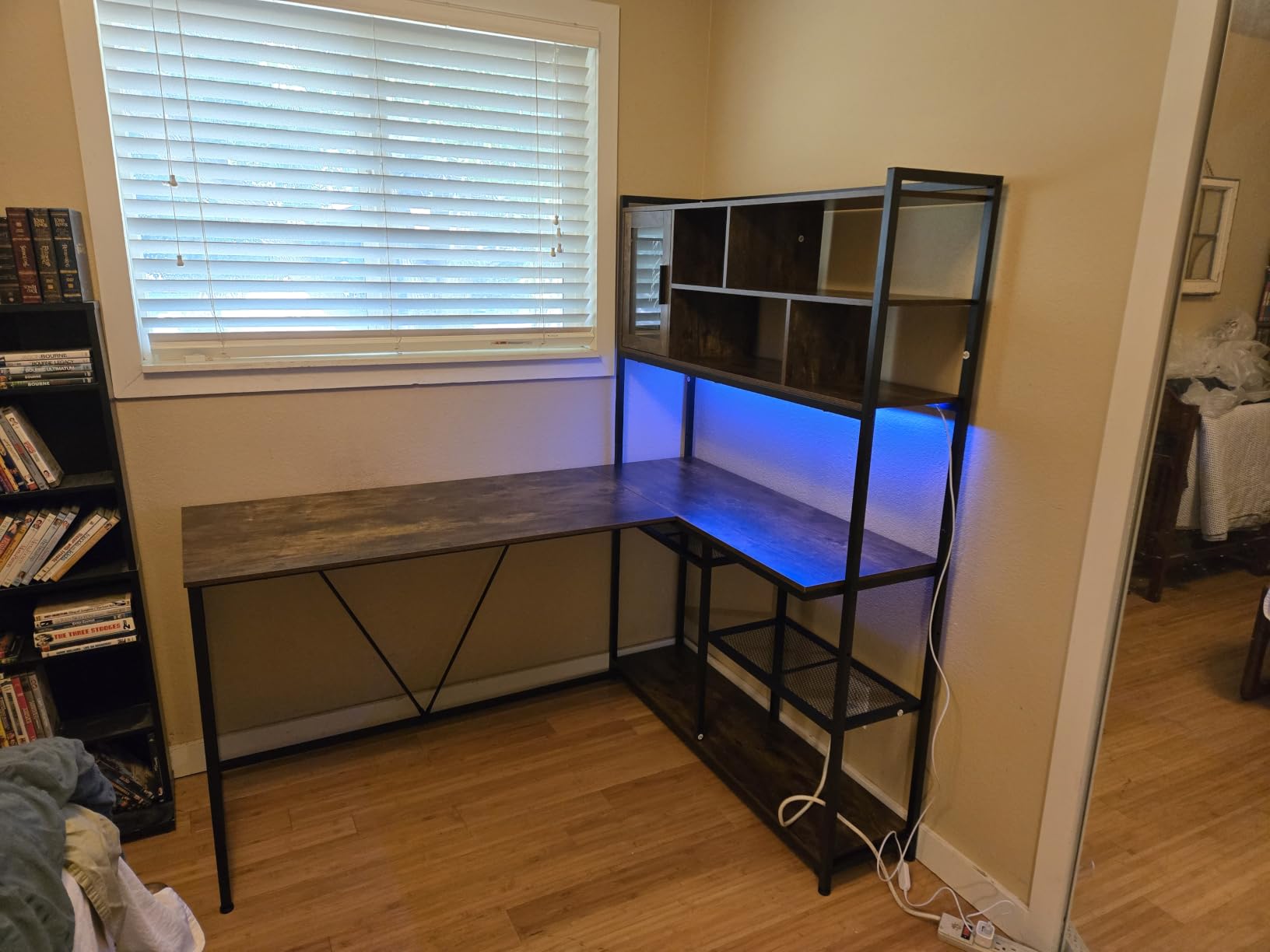 SEDETA L Shaped Computer Desk with Storage Shelves, Bookshelf, Rustic Brown customer photo 1