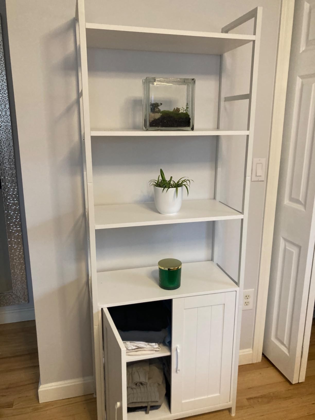 Lazyvan Black Bookshelf with Doors, 70