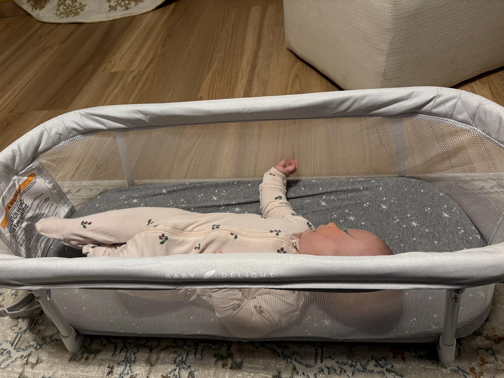 Baby Delight Snuggle Nest Bassinet, Portable Baby Bed, for Infants 0 – 5 Months, Charcoal Tweed customer photo 2