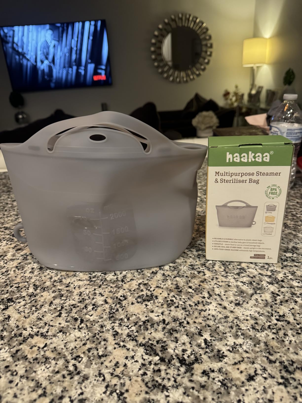 Haakaa On-The-Go Silicone Microwave Steam Sterilizer Bags for Travel, 40oz/1250ml Reusable Silicone Steaming Bags for Baby Bottles, Breast Pump, Accessories, Pacifiers, Teethers,Grey/1PC customer photo 2