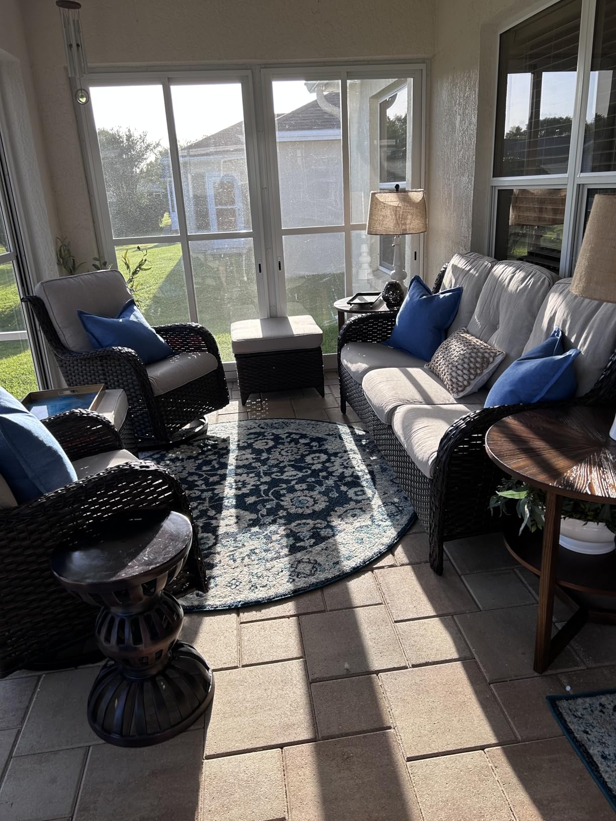 Belord Patio Furniture Set 6 Seats, Oversized Outdoor Sectional Couch, Two 3-Seater Sofas with Coffee Table, Patio Conversation Sets,Ideal for Porch, Deck, Brown Wicker/Gray customer photo 2