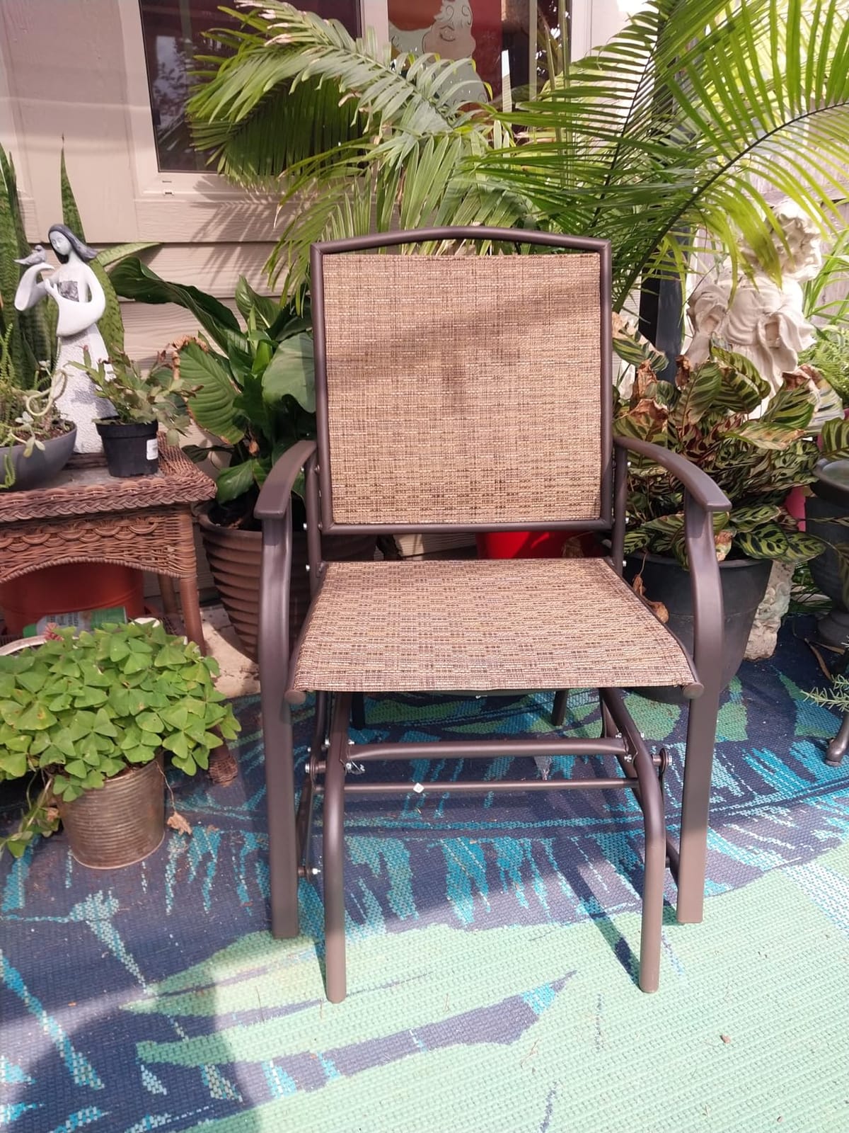 GIANTEX Patio Glider Chairs Set - 2 PCS Gliding Rocking Chairs w/Weather-Resistant Fabric, Heavy-Duty Metal Frame, 400 Lbs Weight Capacity, Outdoor Swing Glider for Garden, Yard, Poolside (2, Brown) customer photo 2