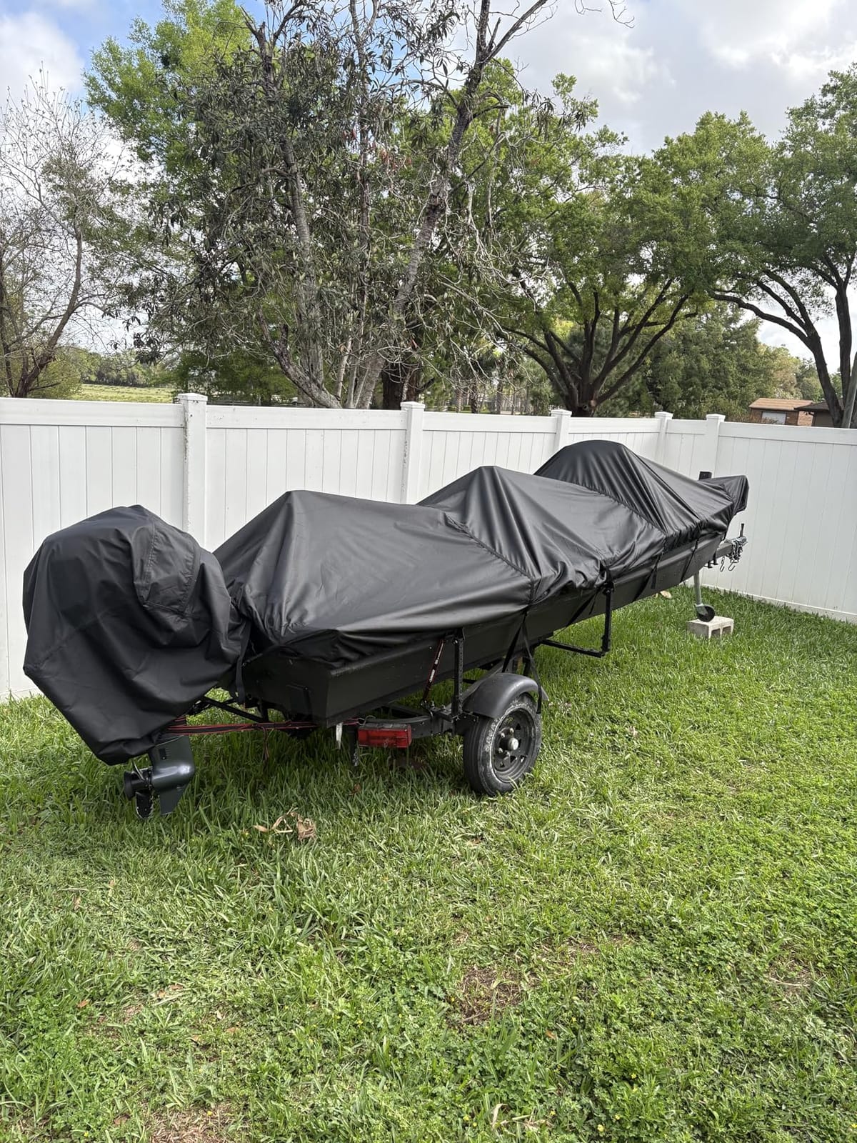 Solim 14FT Jon Boat Cover with Motor Cover, 1200D PU Waterproof Trailerable customer photo 2