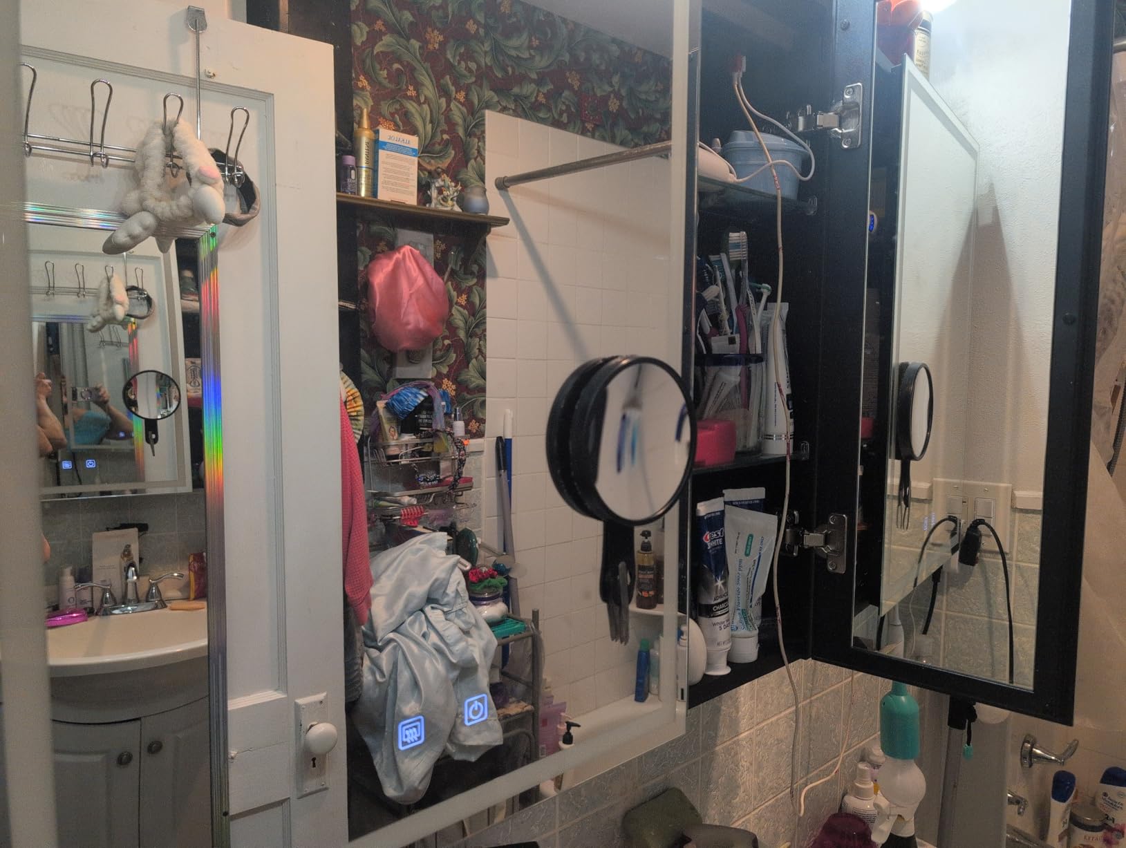 20 * 28 Left Hinge LED Bathroom Mirror Cabinet, Aluminum Medicine Cabinet customer photo 2