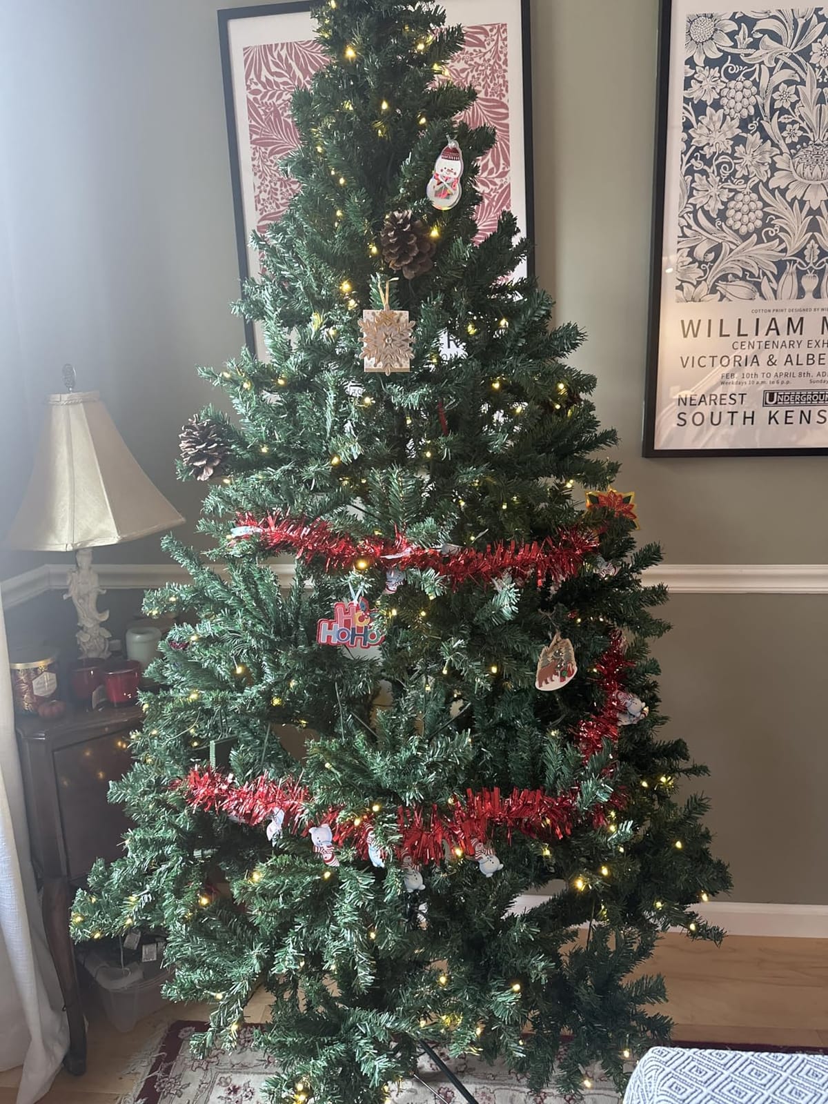 COSTWAY 9 FT Snow Flocked Christmas Tree, Artificial Hinged Pine Tree customer photo 2