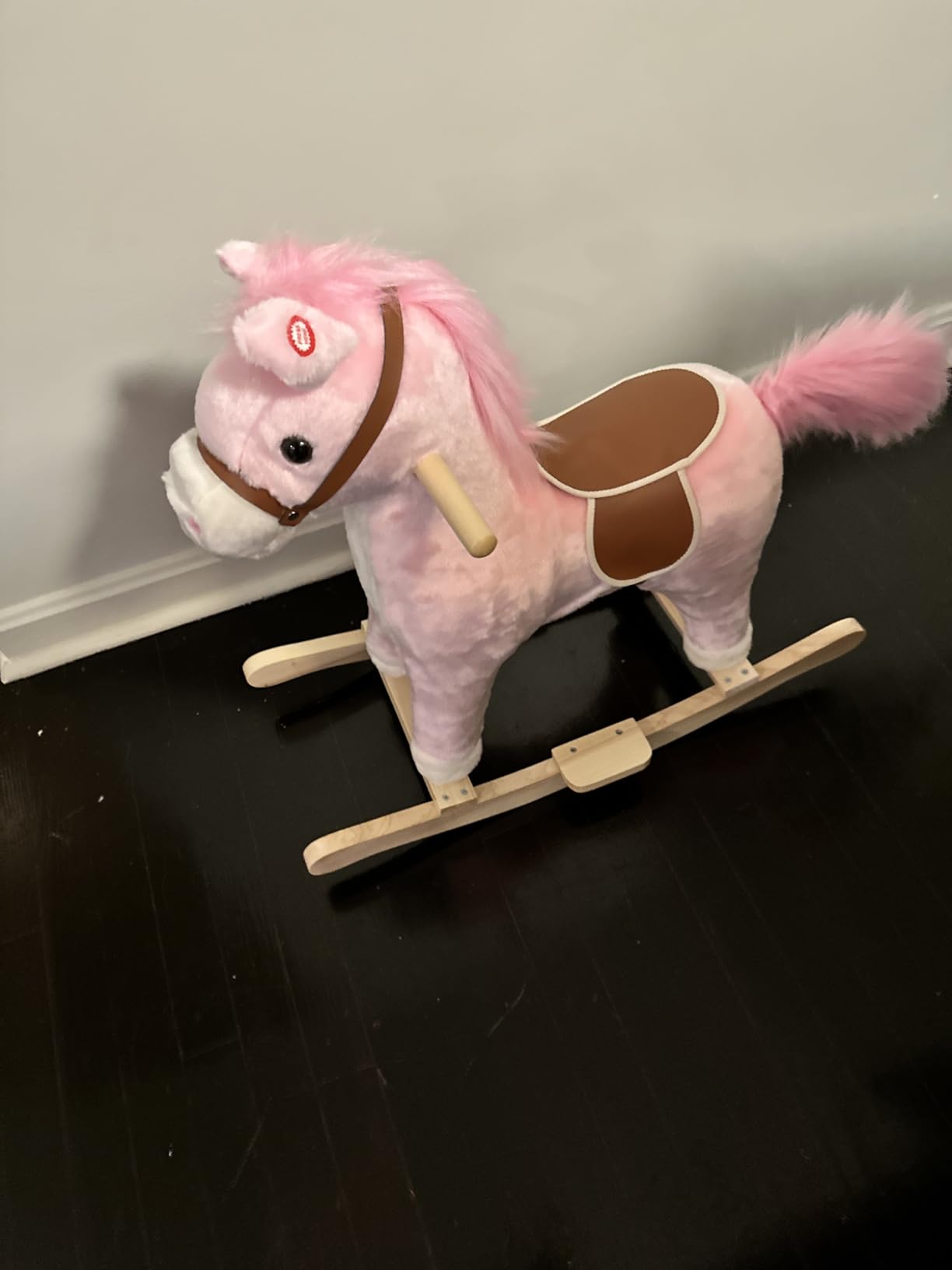 Qaba Rocking Horse Plush Animal, Baby Rocking Chair with Sounds, Brown customer photo 1