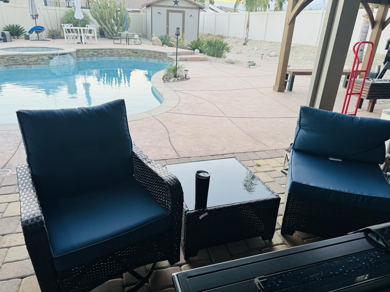 Kullavik 13 Piece Outdoor Patio Furniture Set with Fire Pit & Swivel Chairs customer photo 2