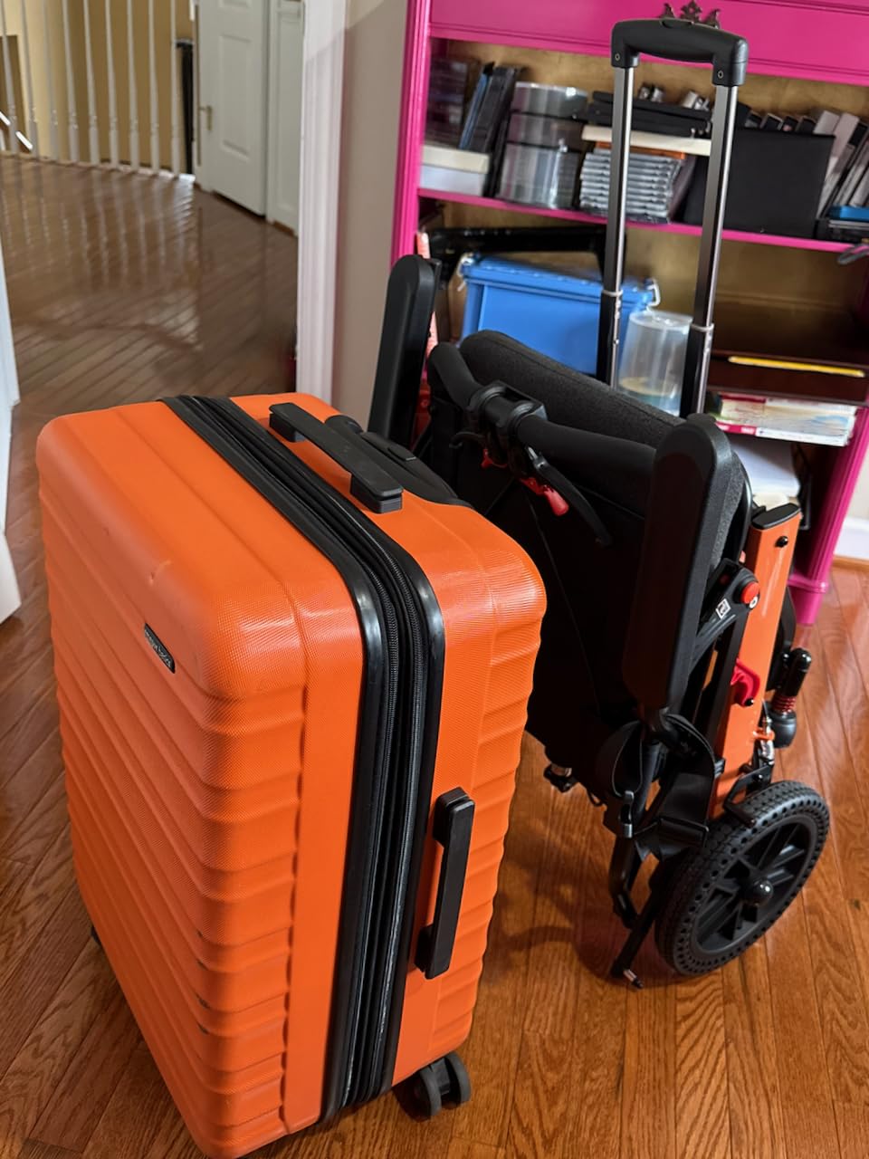 Super Lightweight Portable Transit Travel Wheelchair, Upgraded Folding Transport Wheelchairs (Weight 24lbs) for Adults and Seniors, Come with Telescopic Handle and Travel Bag customer photo 2