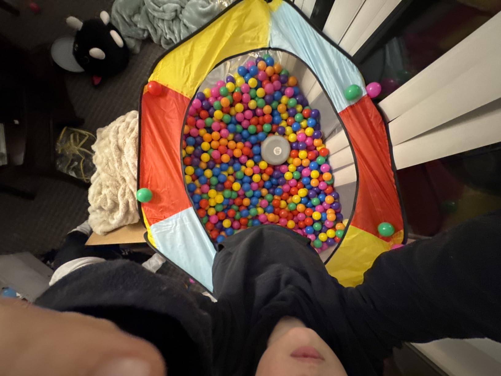 Kids Play Tent with 100 Balls – Extra Large 56″x50″ Pop-Up Ball Pit – Indoor/Outdoor Playhouse with Mesh Windows & Carry Bag customer photo 2