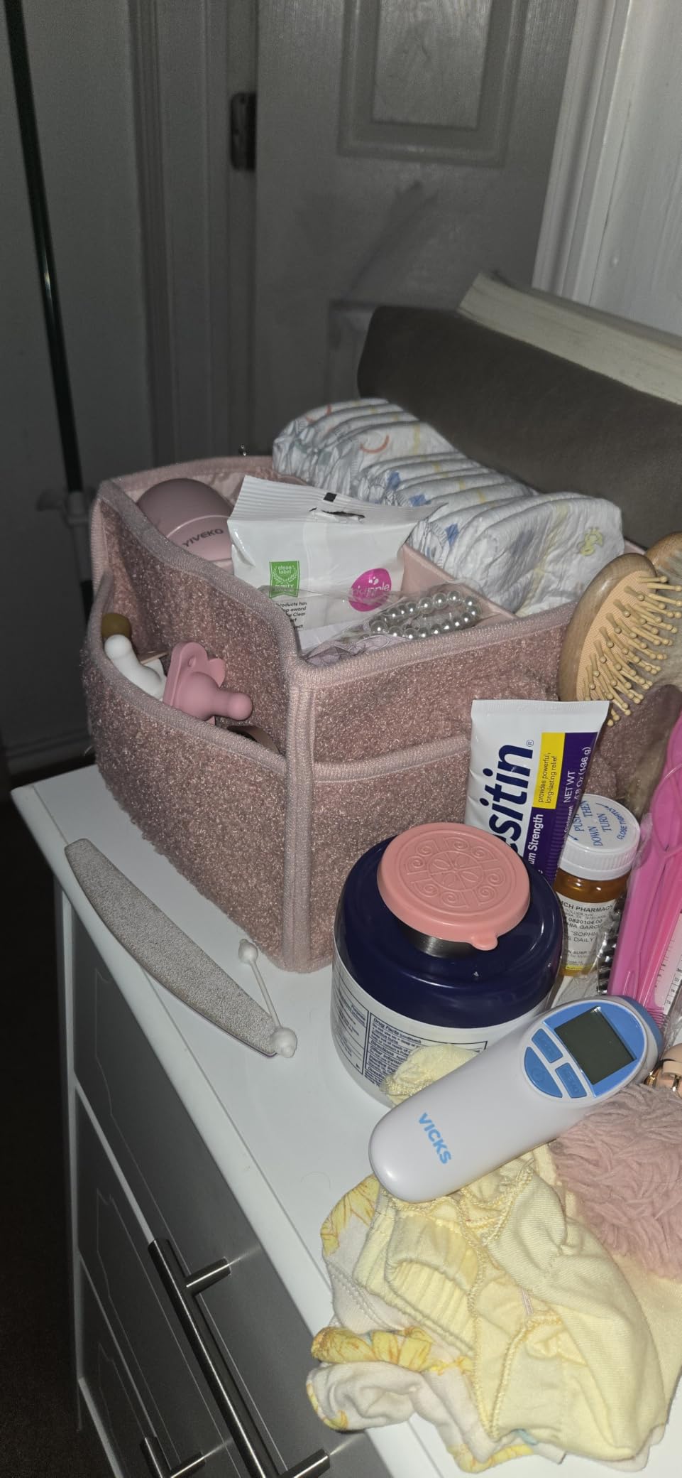 PeraBella Baby Diaper Caddy Organizer with Handle, Boy & Girl Shower Gift Basket, Portable Diaper Storage Basket Bin for Wipes, Newborn Baby Essentials Registry Search Must Haves, Car Caddy Organizer customer photo 1
