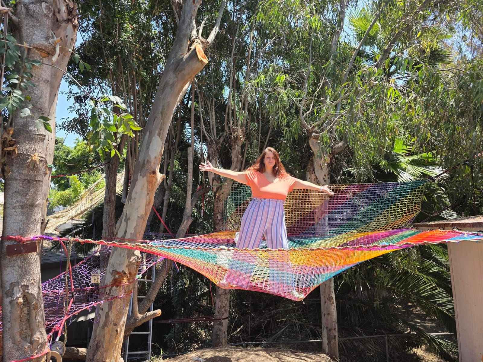 Climbing Net for Kids - 9.9FT x 9.9FT Double Layers Heavy Duty Playground Safety Net, Climbing Cargo Net for Tree House Tree Fort, Back Yard, Jungle Gyms, Monkey Bar Security Mesh(Black) customer photo 2