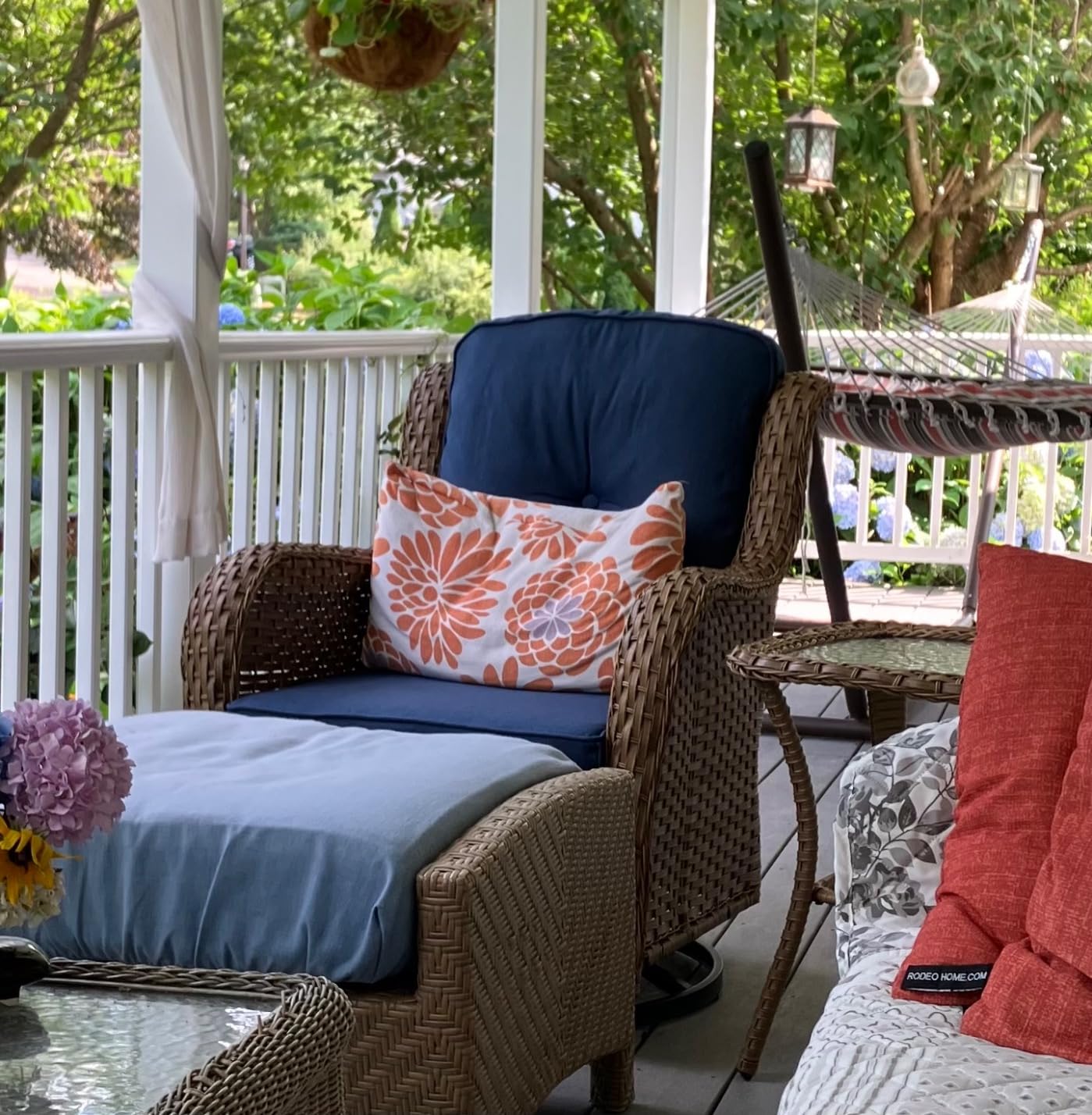 Belord Patio Furniture Set with Fire Pit Table, Outdoor Swivel Rocker Patio Chairs, Wicker Furniture Set Ideal for Porch, Deck, Pool, Yard, SunroomGray Wicker/Blue customer photo 1