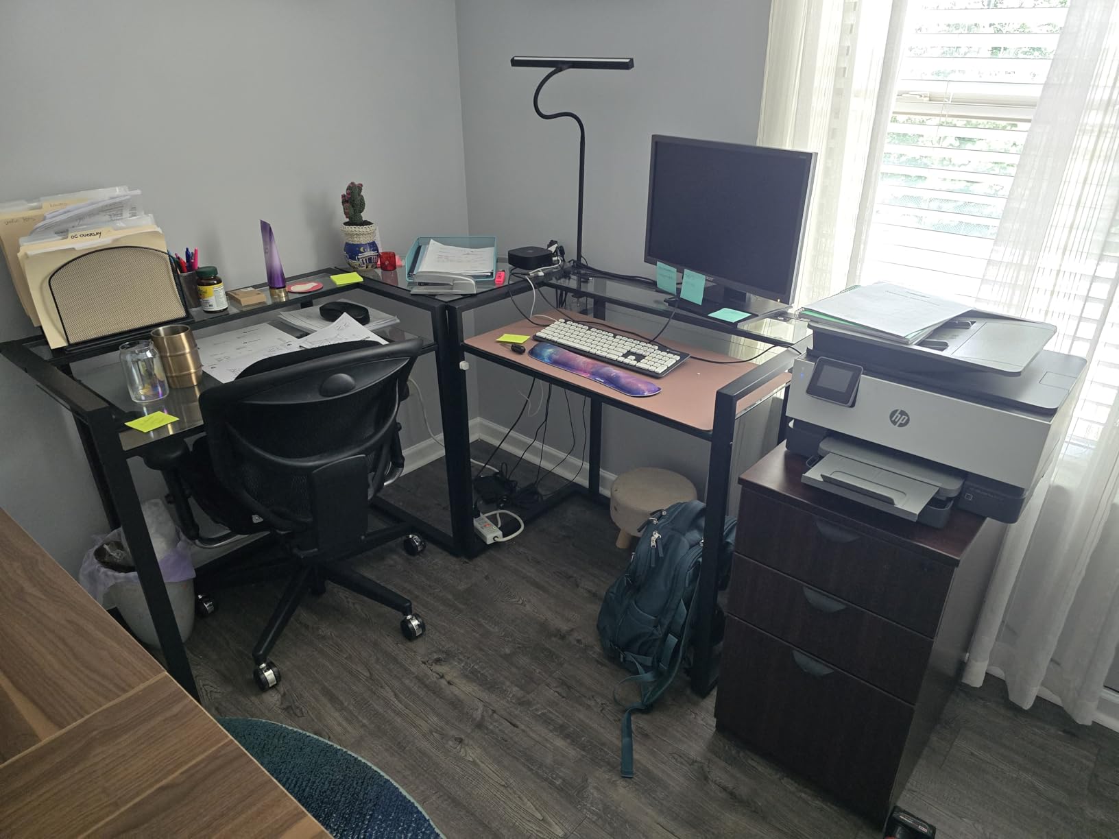 Tribesigns 63 Inch Executive Desk with File Cabinet, Large Office Desk L Shaped Computer Desk with Drawers and Storage Shelves, Business Furniture Desk Workstation for Home Office, Brown and Black customer photo 2